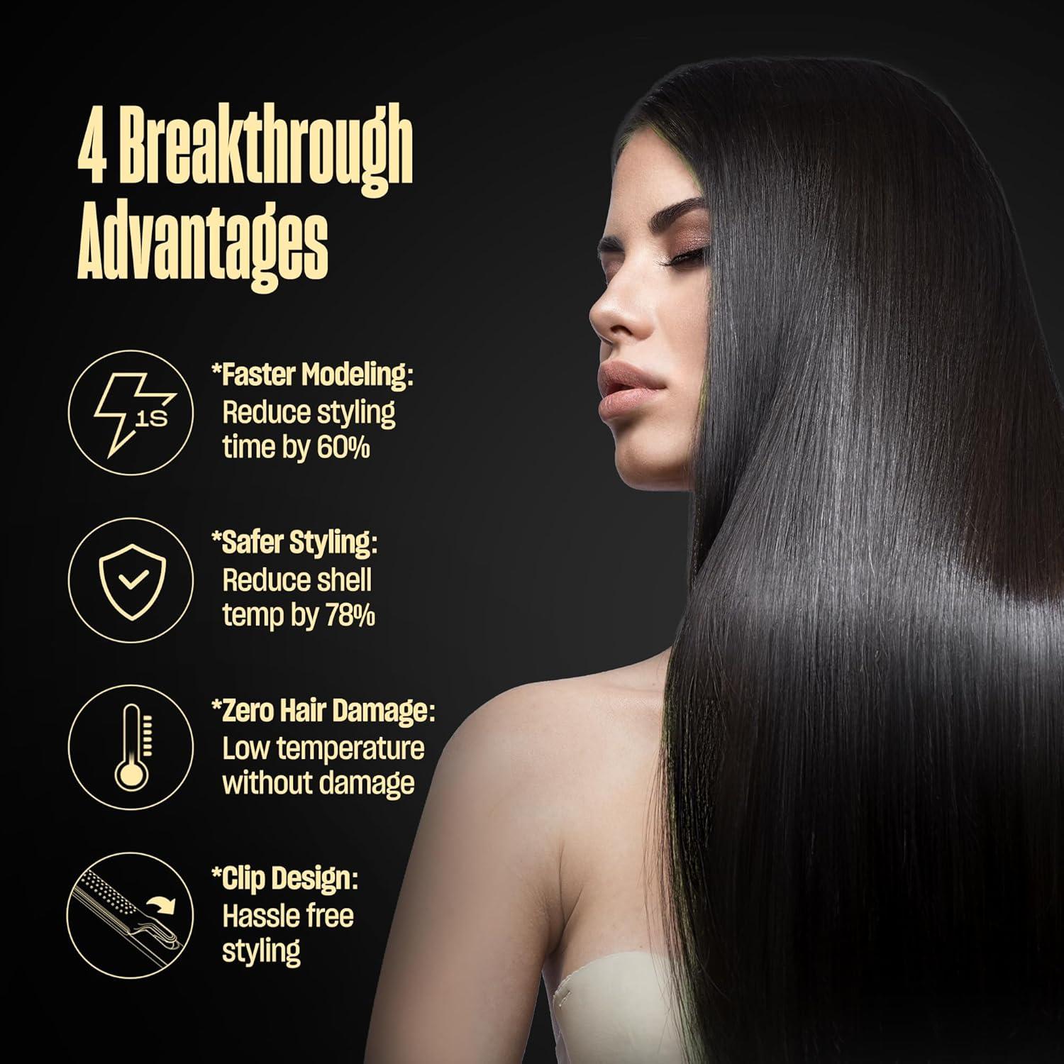 Plancha y Rizador de Cabello 2 en 1 BeKind Flex Dorado