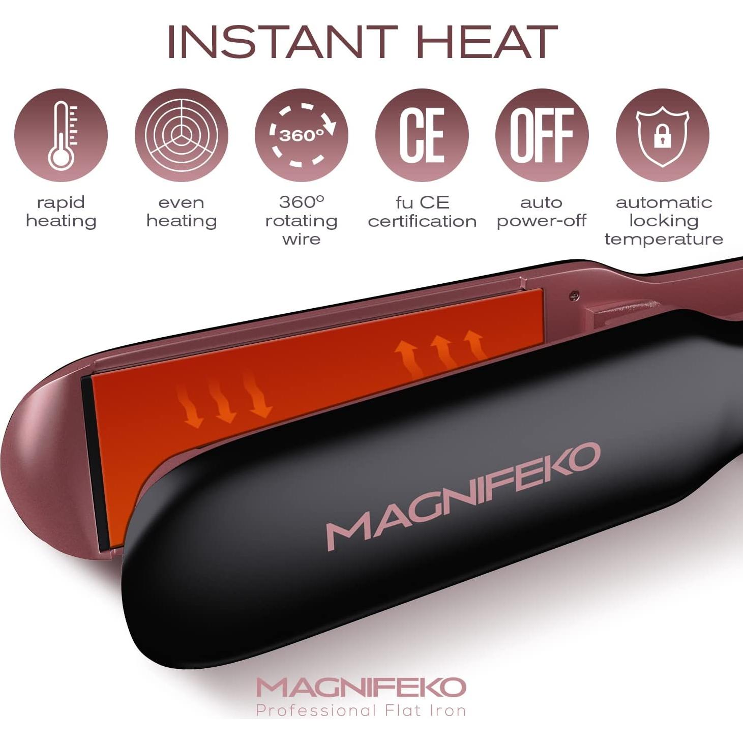 Plancha de Cabello Profesional Cerámica Magnifeko 10.16x4.06cm Negro