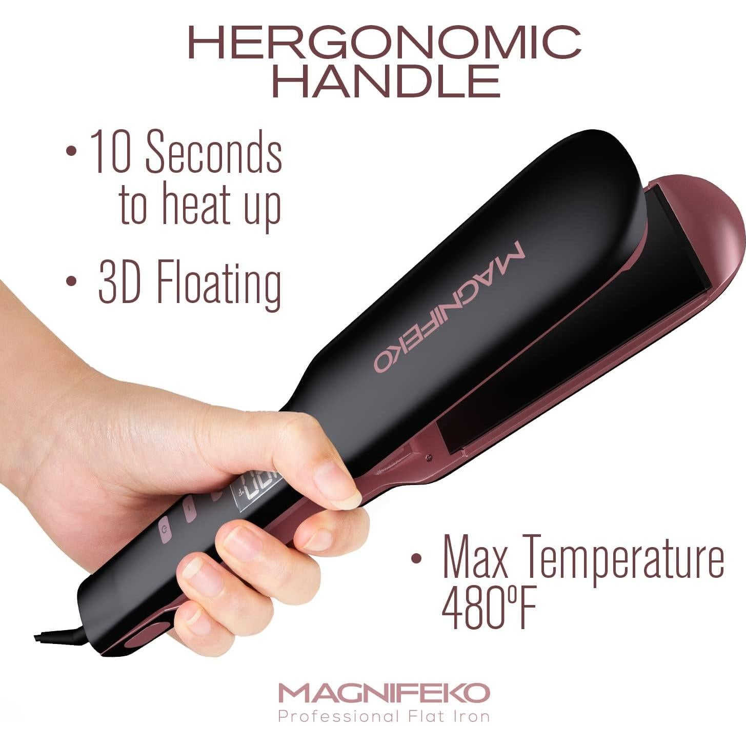 Plancha de Cabello Profesional Cerámica Magnifeko 10.16x4.06cm Negro