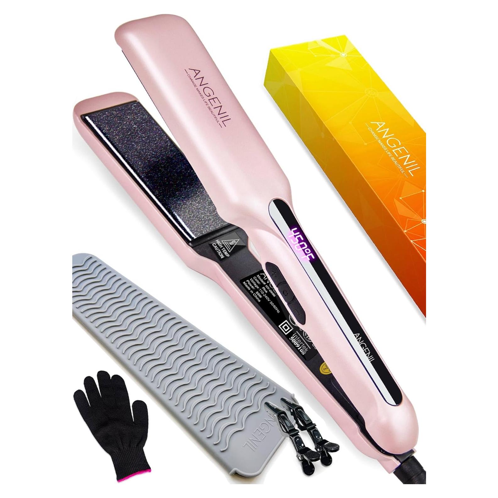 Plancha de Pelo ANGENIL 1.6" Cerámica Doble Voltaje 2 en 1