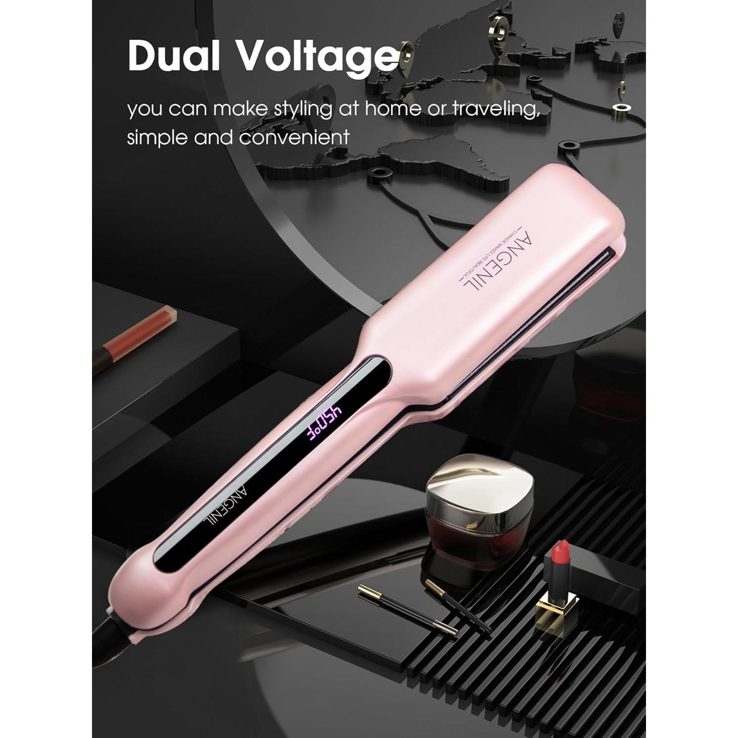 Plancha de Pelo ANGENIL 1.6" Cerámica Doble Voltaje 2 en 1