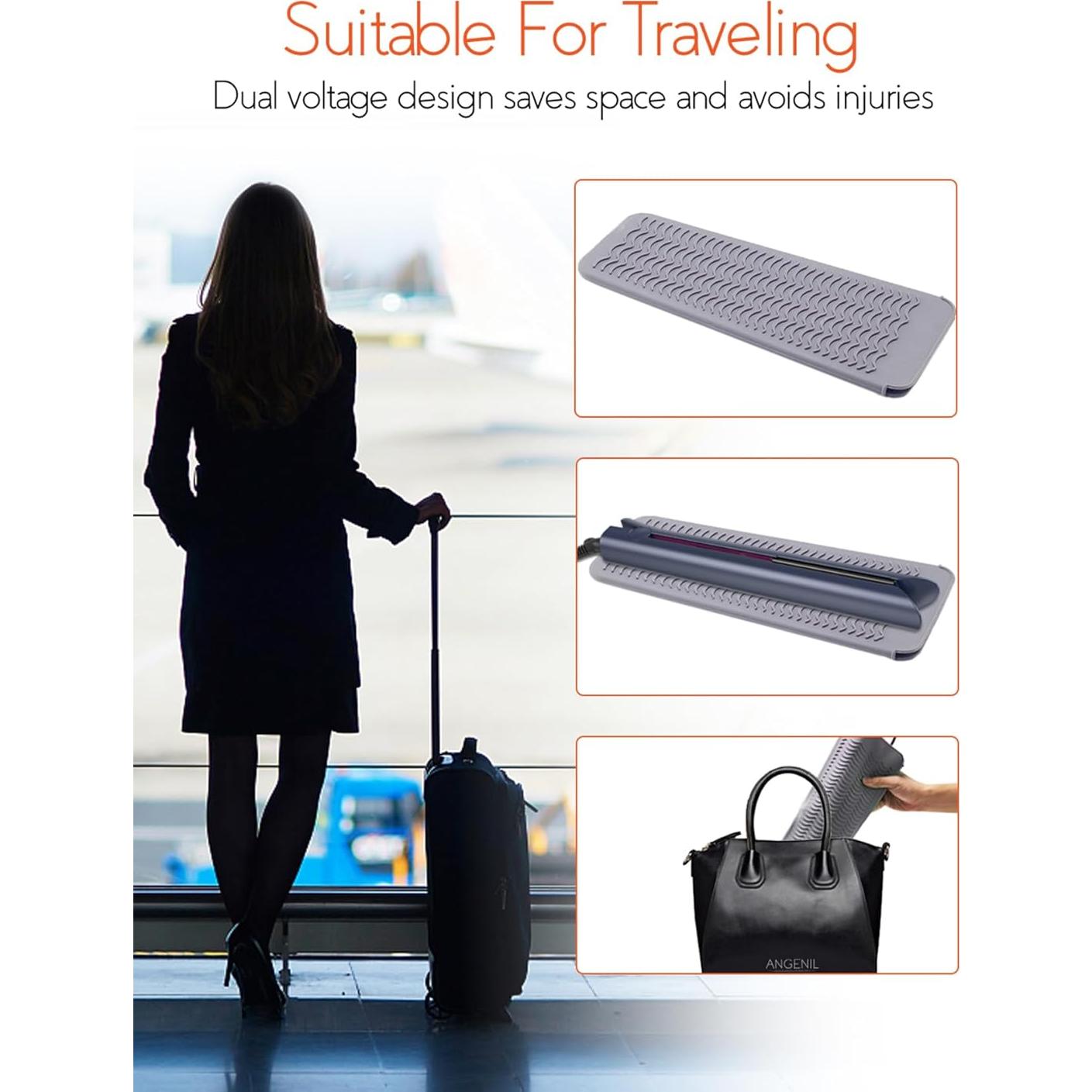 Plancha de Pelo ANGENIL 1.6" Cerámica Doble Voltaje 2 en 1