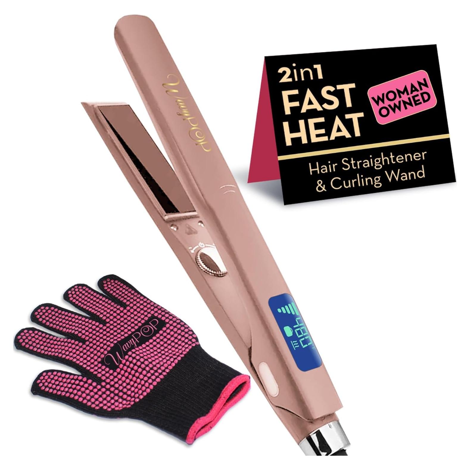 Plancha de Pelo Profesional Wavypop 2 en 1 Titanio 3.18 cm