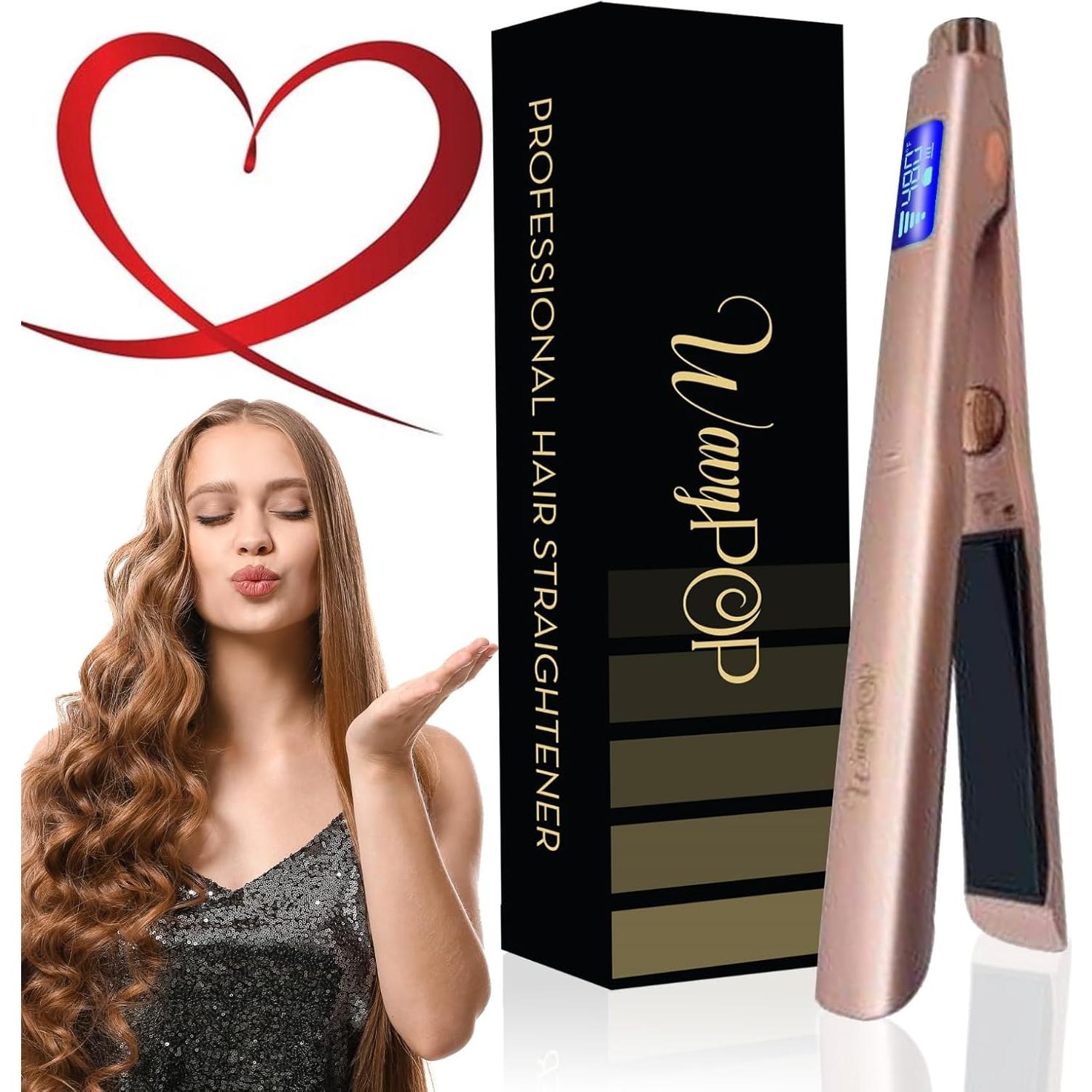 Plancha de Pelo Profesional Wavypop 2 en 1 Titanio 3.18 cm