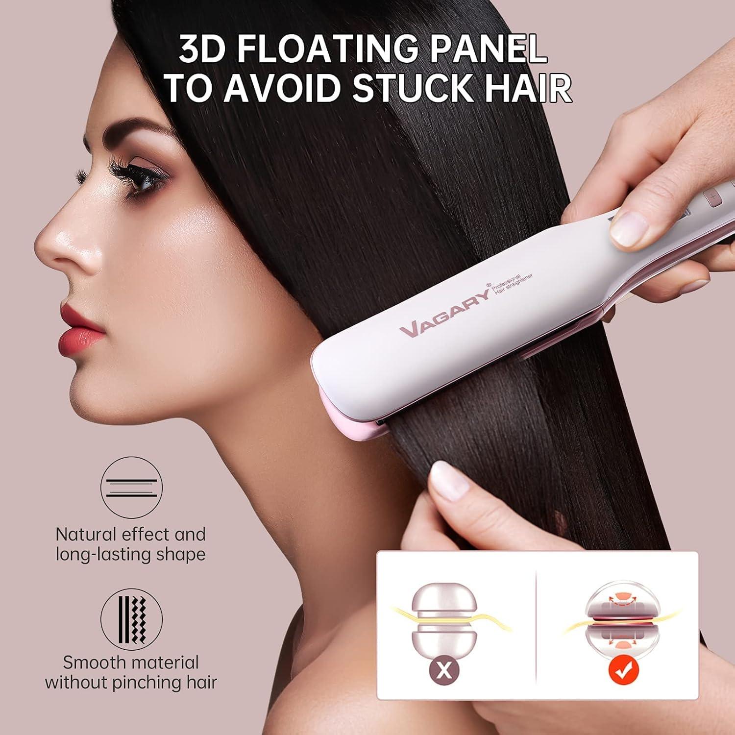 Plancha y Rizador de Pelo 2 en 1 VAGARY, Cuidado Aniónico