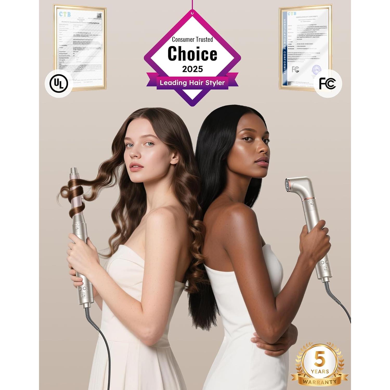 Rylena Deluxe 8-en-1 Air Styler Pro 2025, Cepillo Secador 600M