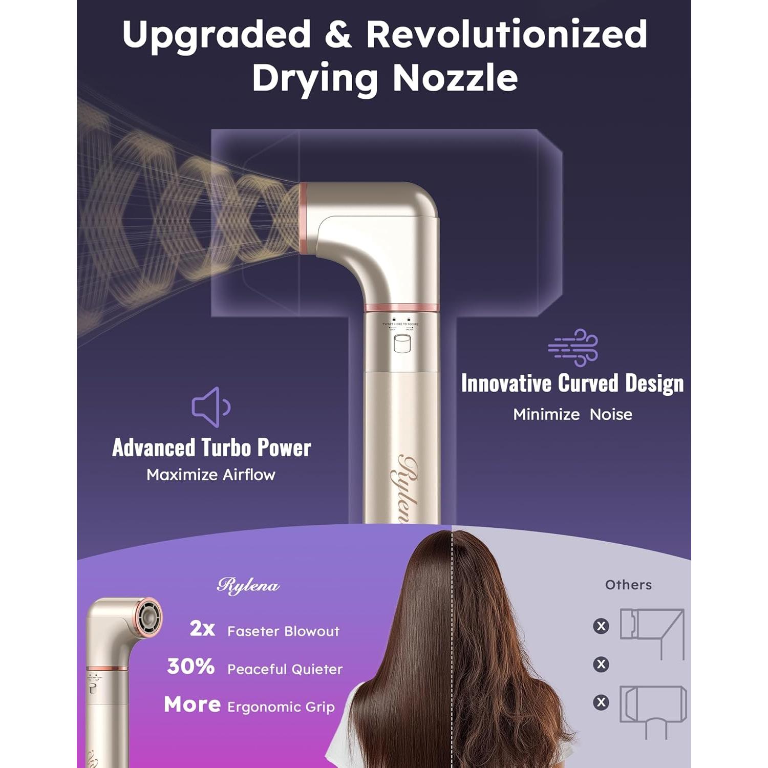 Rylena Deluxe 8-en-1 Air Styler Pro 2025, Cepillo Secador 600M