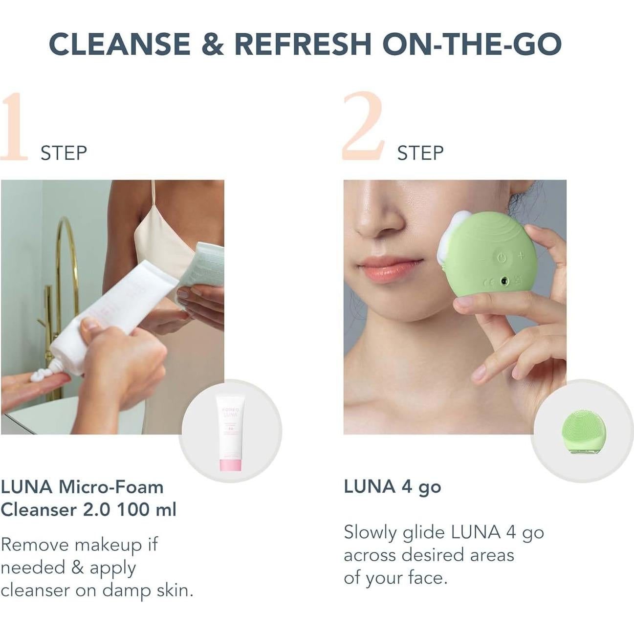 FOREO LUNA 4 go Face Cleansing Brush & Firming Massager | Premium Face Care | Enhances Absorption of Facial Skin Products | Simple Skin Care Tools | For All Skin Types