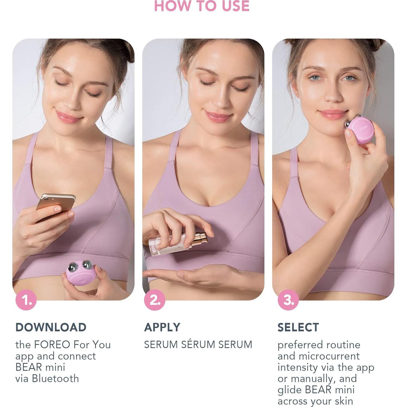 Kit Antienvejecimiento FOREO BEAR Mini + Serum 30 ml - Rosa