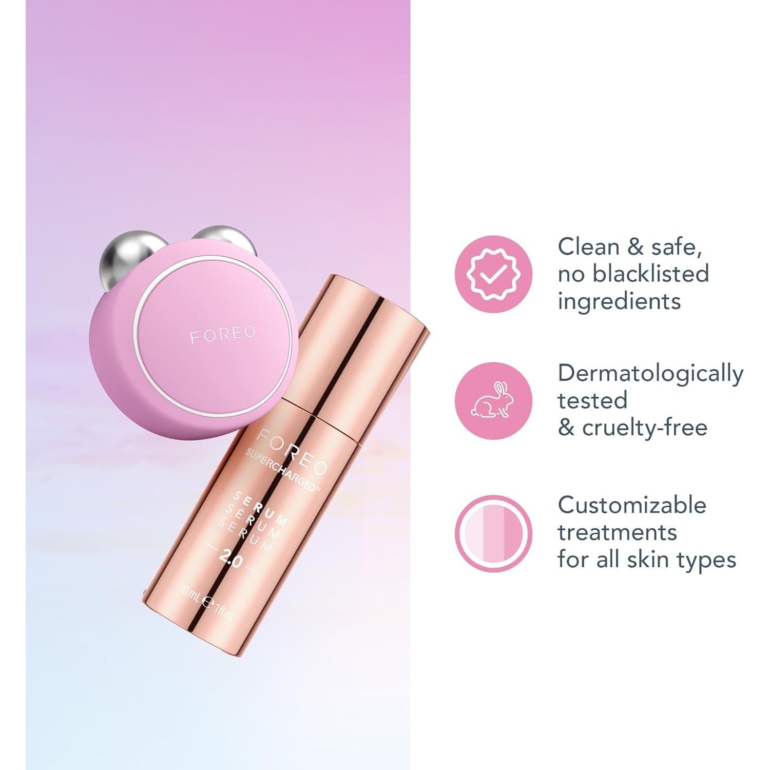 Kit Antienvejecimiento FOREO BEAR Mini + Serum 30 ml - Rosa