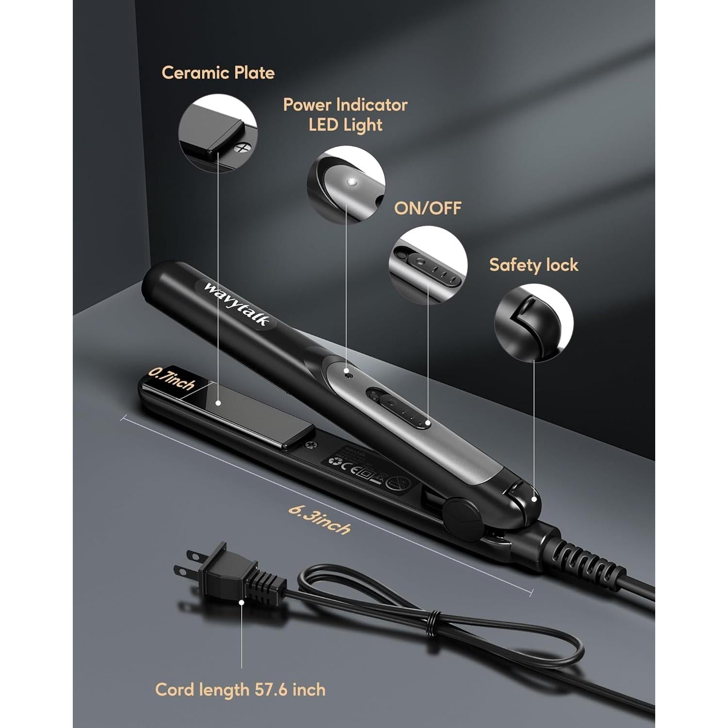 Plancha Mini Wavytalk 0.7" Cerámica Doble Voltaje Viaje