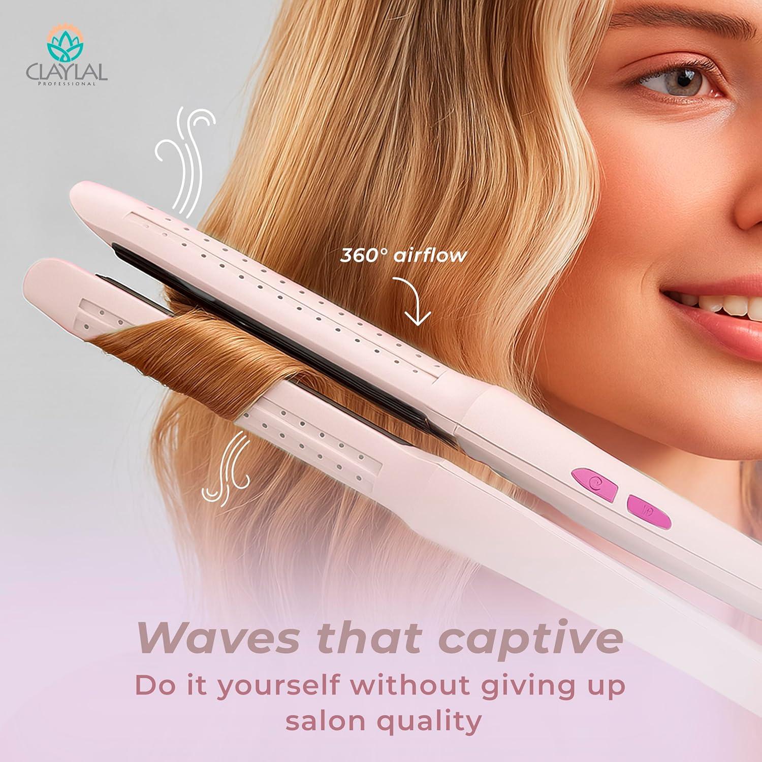 Plancha y Rizador de Cabello 2 en 1 Claylal 221°C Iones Negativos