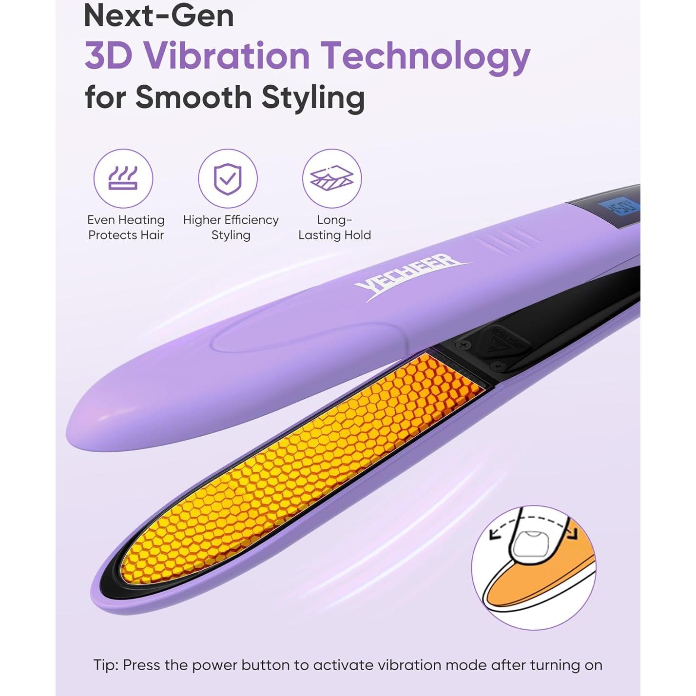 Plancha de Pelo YeCheer UV508 Cerámica 1" Doble Voltaje 10 Calor