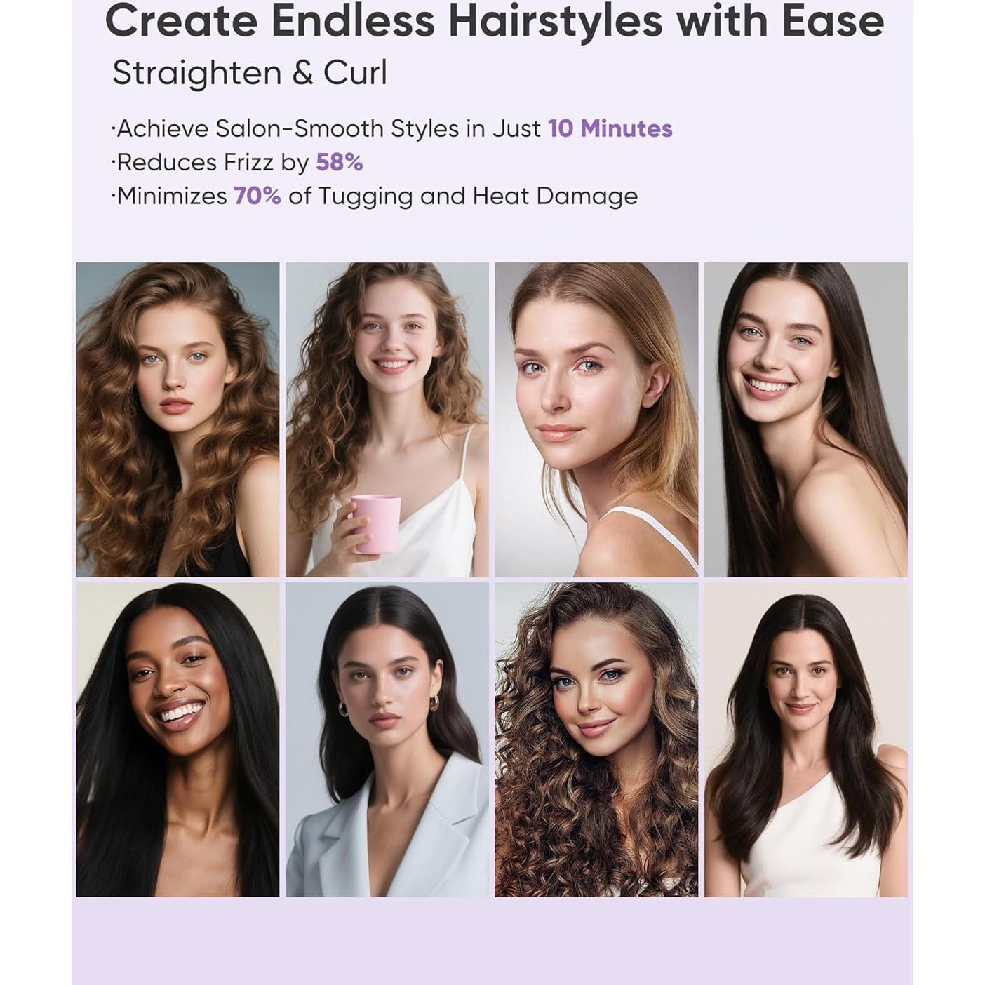 Plancha de Pelo YeCheer UV508 Cerámica 1" Doble Voltaje 10 Calor