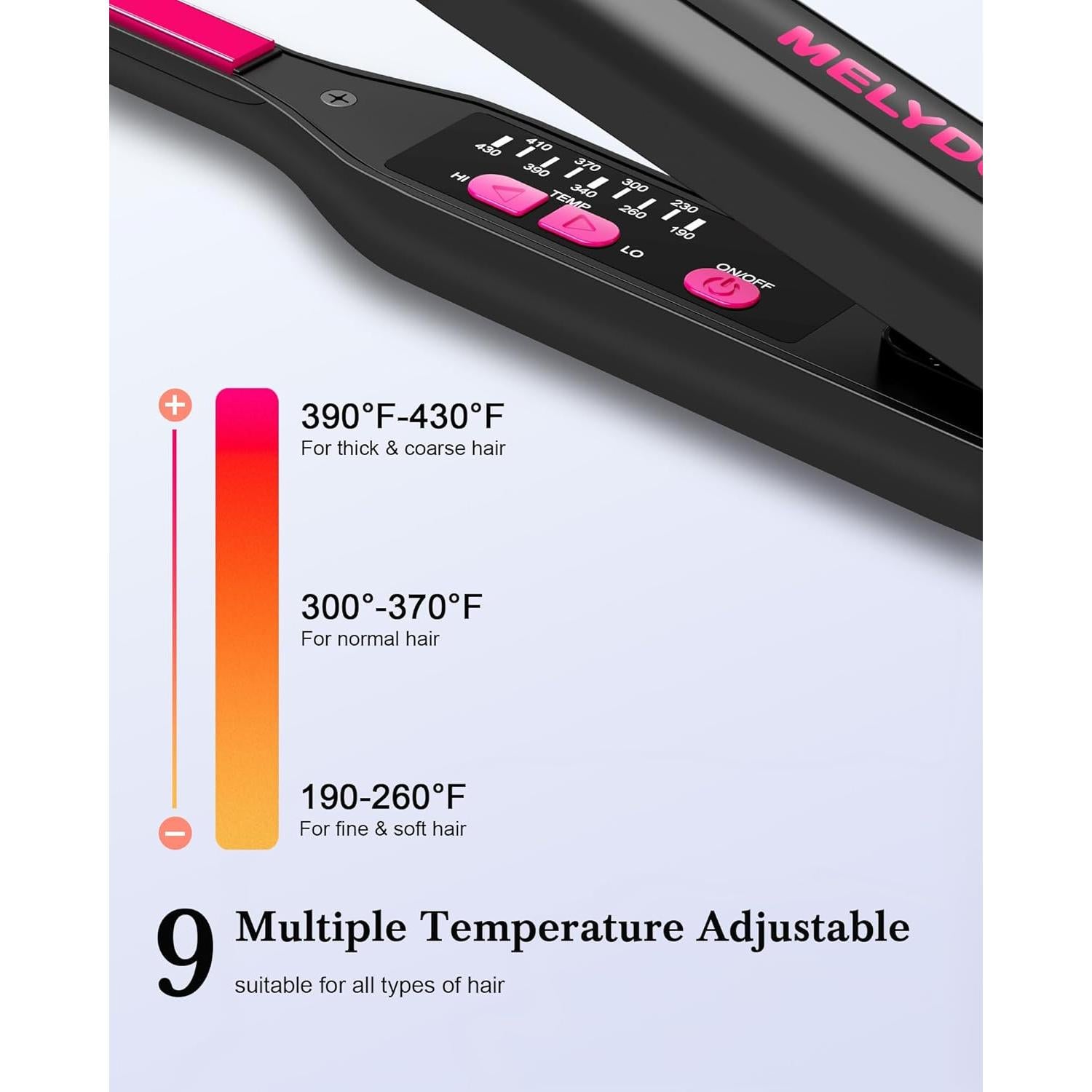 Plancha de Cabello Pequeña MELYDO DS018B 3/10" Temperatura Ajustable