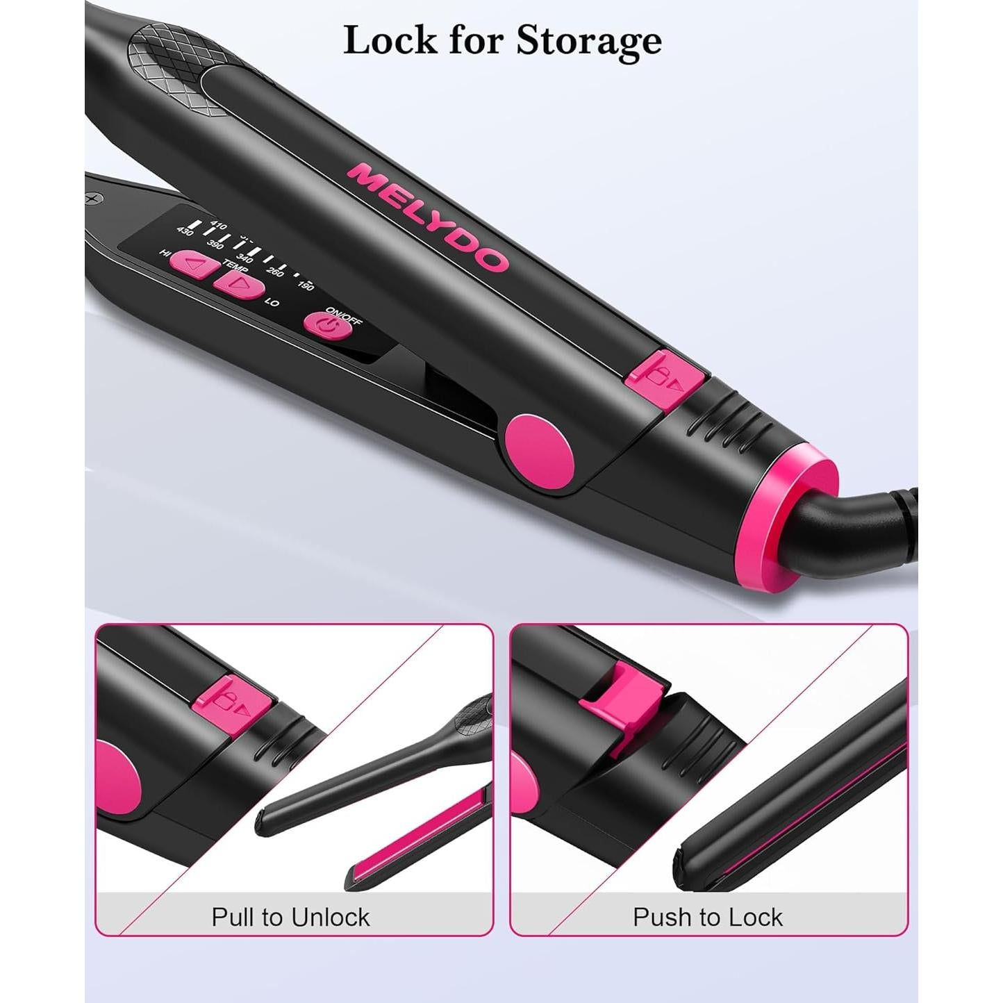 Plancha de Cabello Pequeña MELYDO DS018B 3/10" Temperatura Ajustable