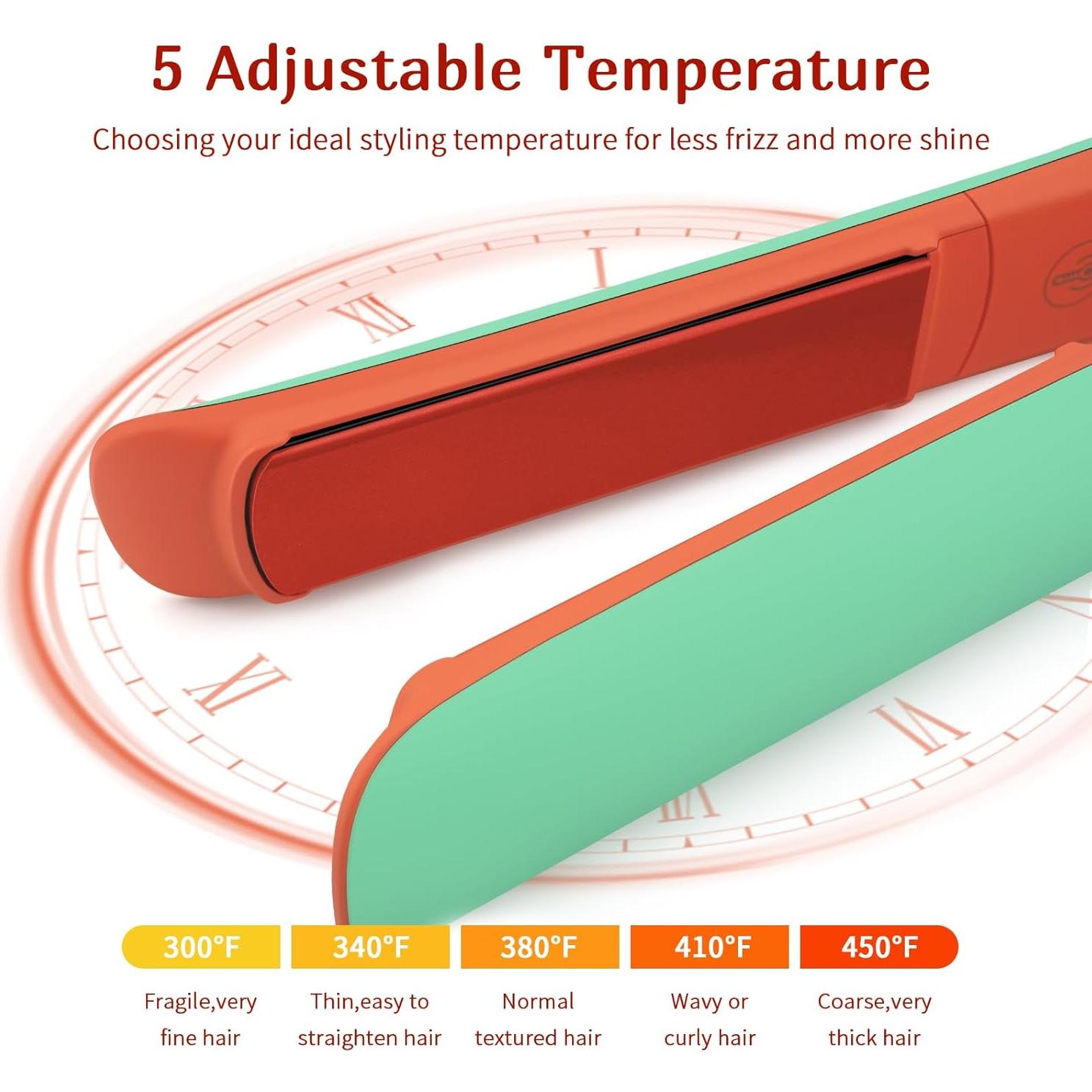 Plancha y Rizador de Pelo Cerámica ALEELAI 2-en-1 Calentamiento Rápido