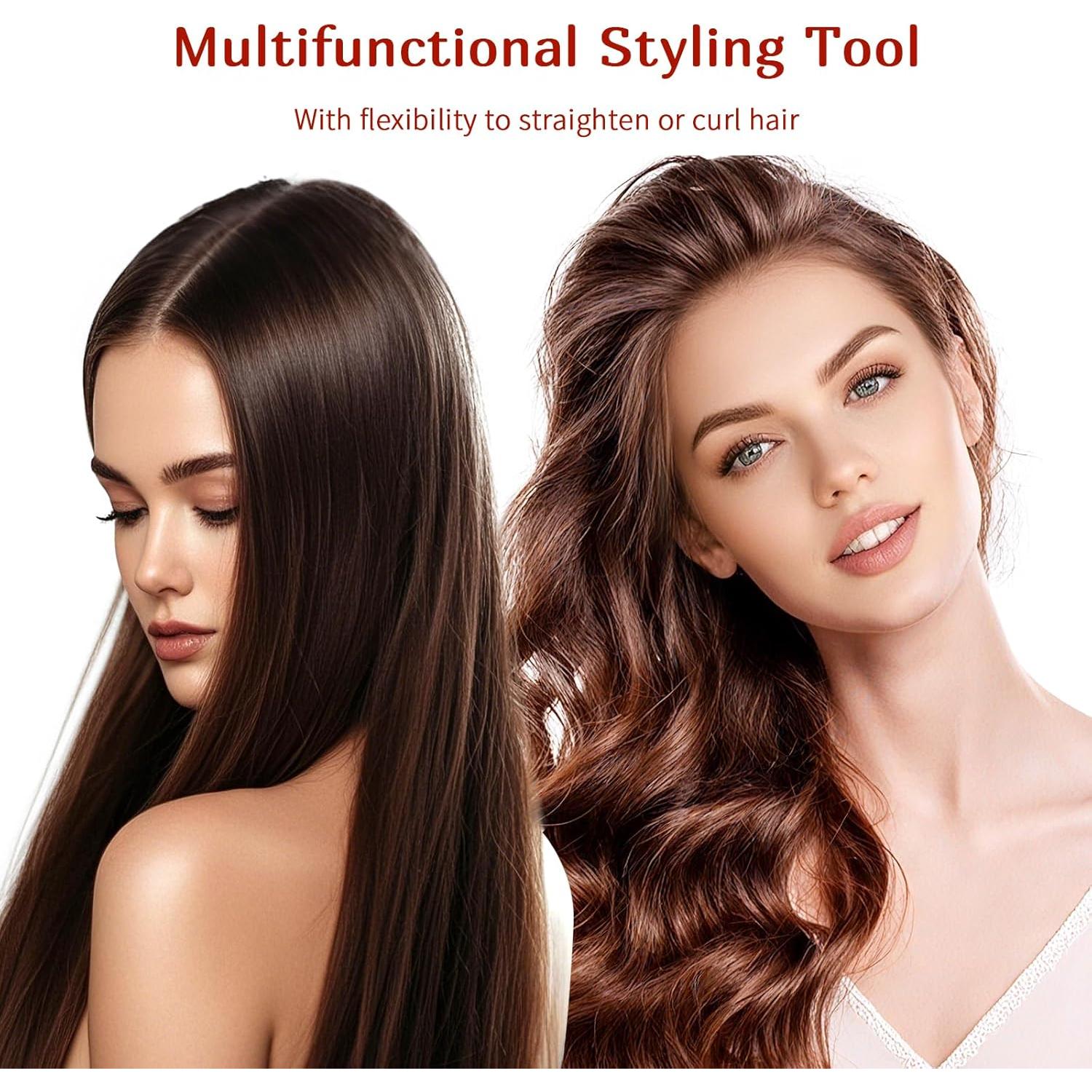 Plancha y Rizador de Pelo Cerámica ALEELAI 2-en-1 Calentamiento Rápido