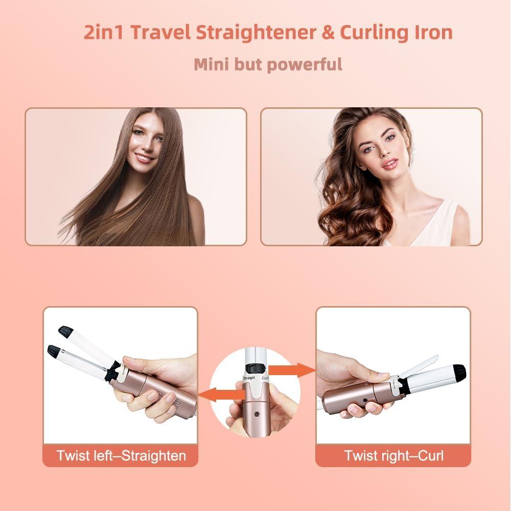 Mini Plancha 2 en 1 VAV Cerámica 1" Alisadora y Rizador