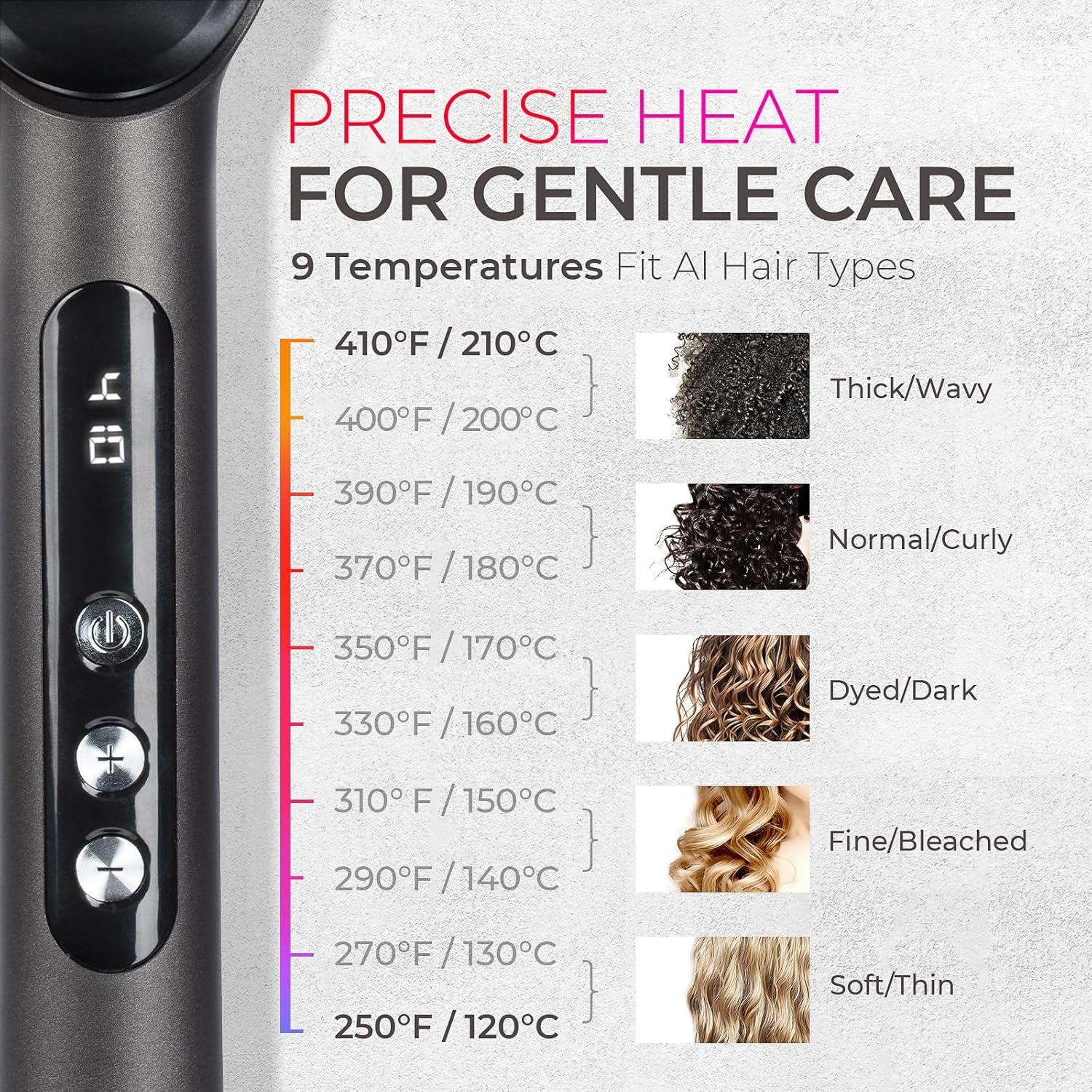 Cepillo Alisador Iónico TYMO Ring Plus - 9 Temperaturas, Titanio