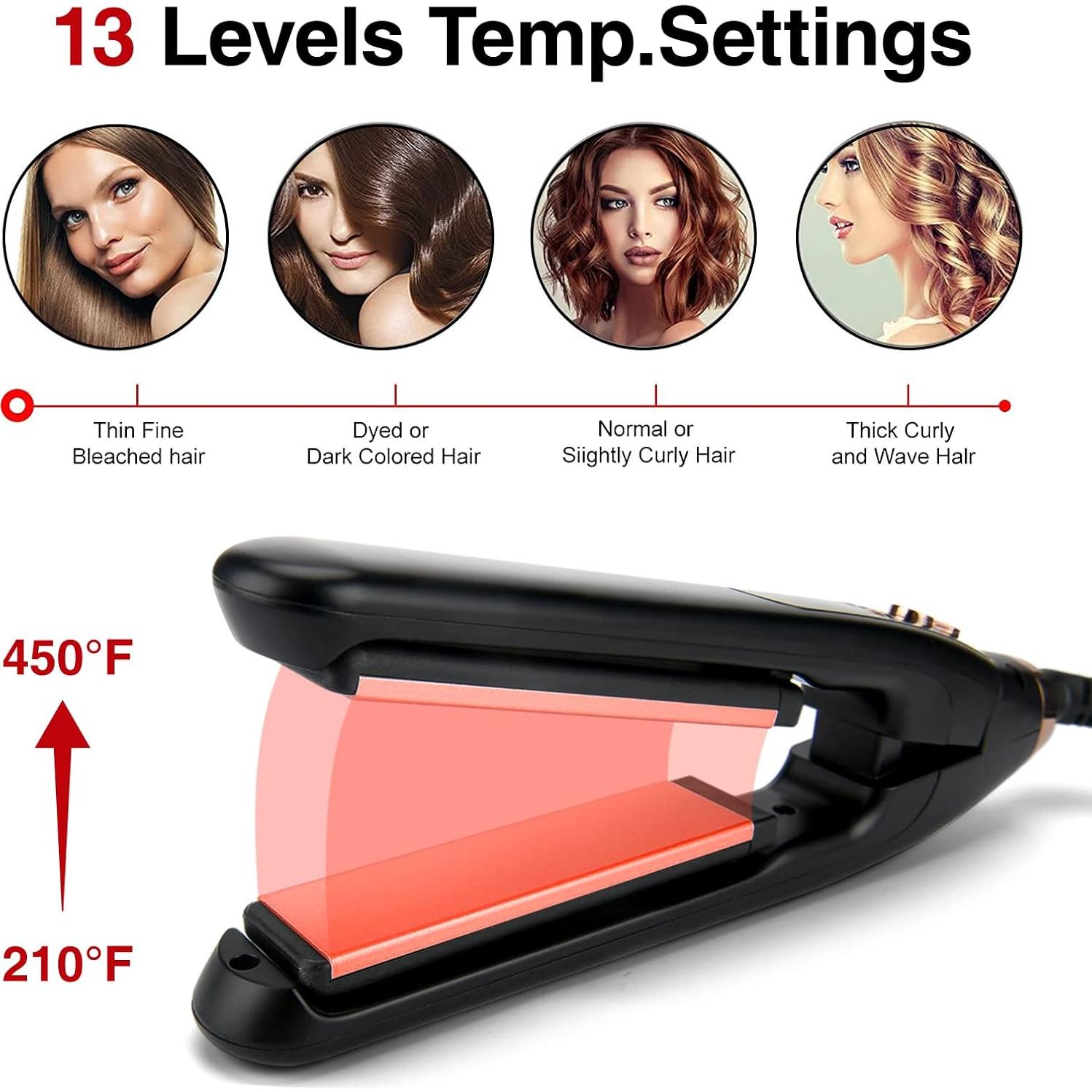 Plancha de Pelo Portátil PRITECH 1'' 13 Temperaturas 99-232°C