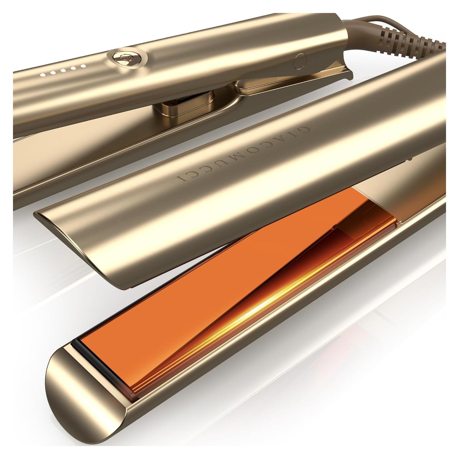 Plancha y Rizador de Cabello Giacomucci Titanelli 2 en 1 Dorado