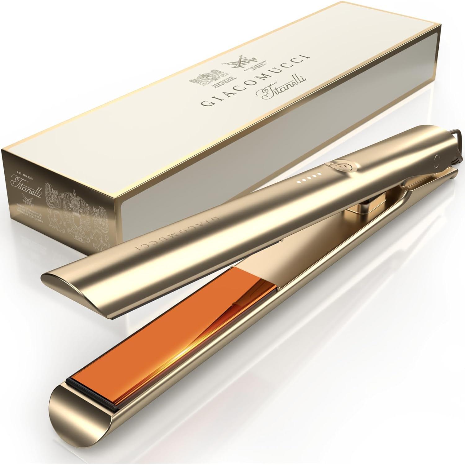 Plancha y Rizador de Cabello Giacomucci Titanelli 2 en 1 Dorado