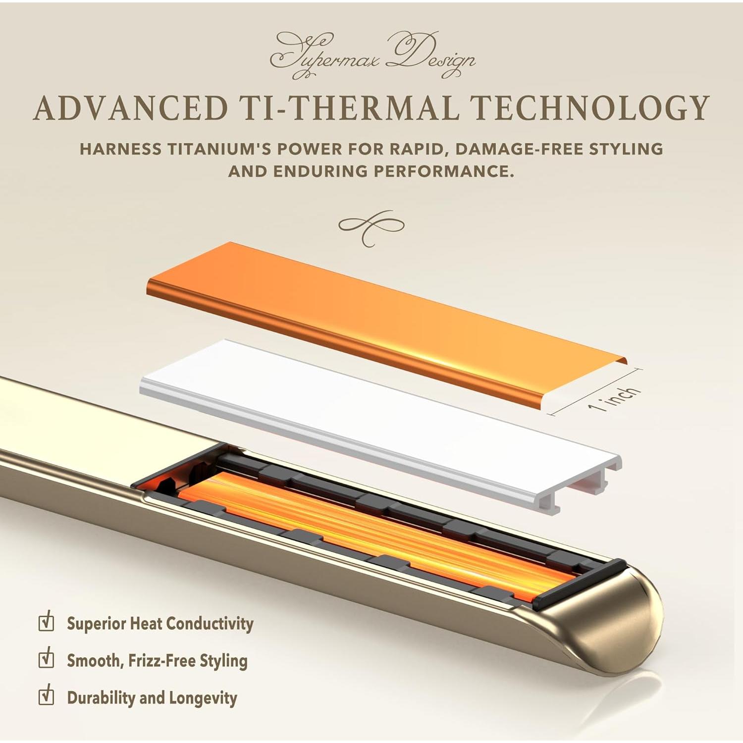 Plancha y Rizador de Cabello Giacomucci Titanelli 2 en 1 Dorado