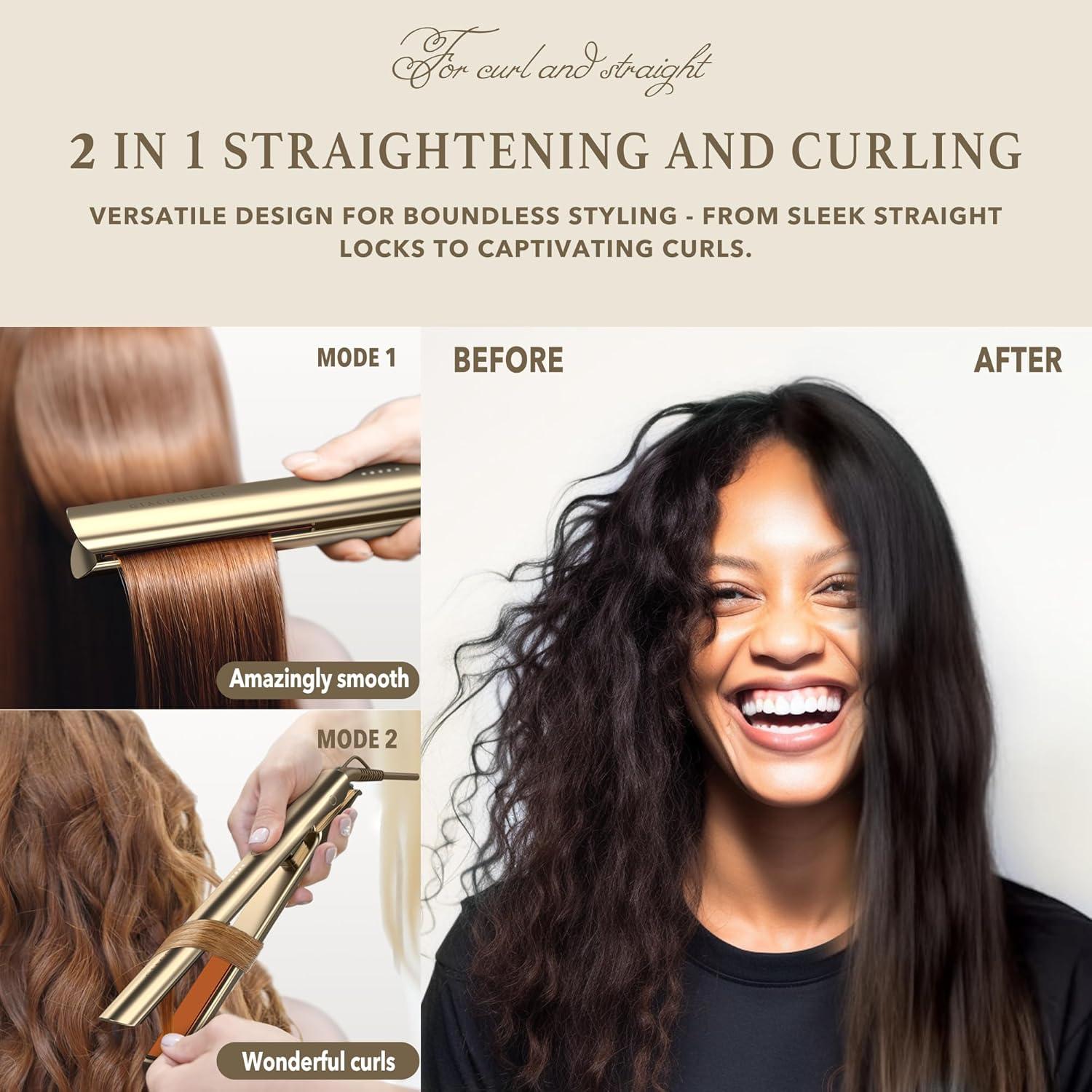 Plancha y Rizador de Cabello Giacomucci Titanelli 2 en 1 Dorado