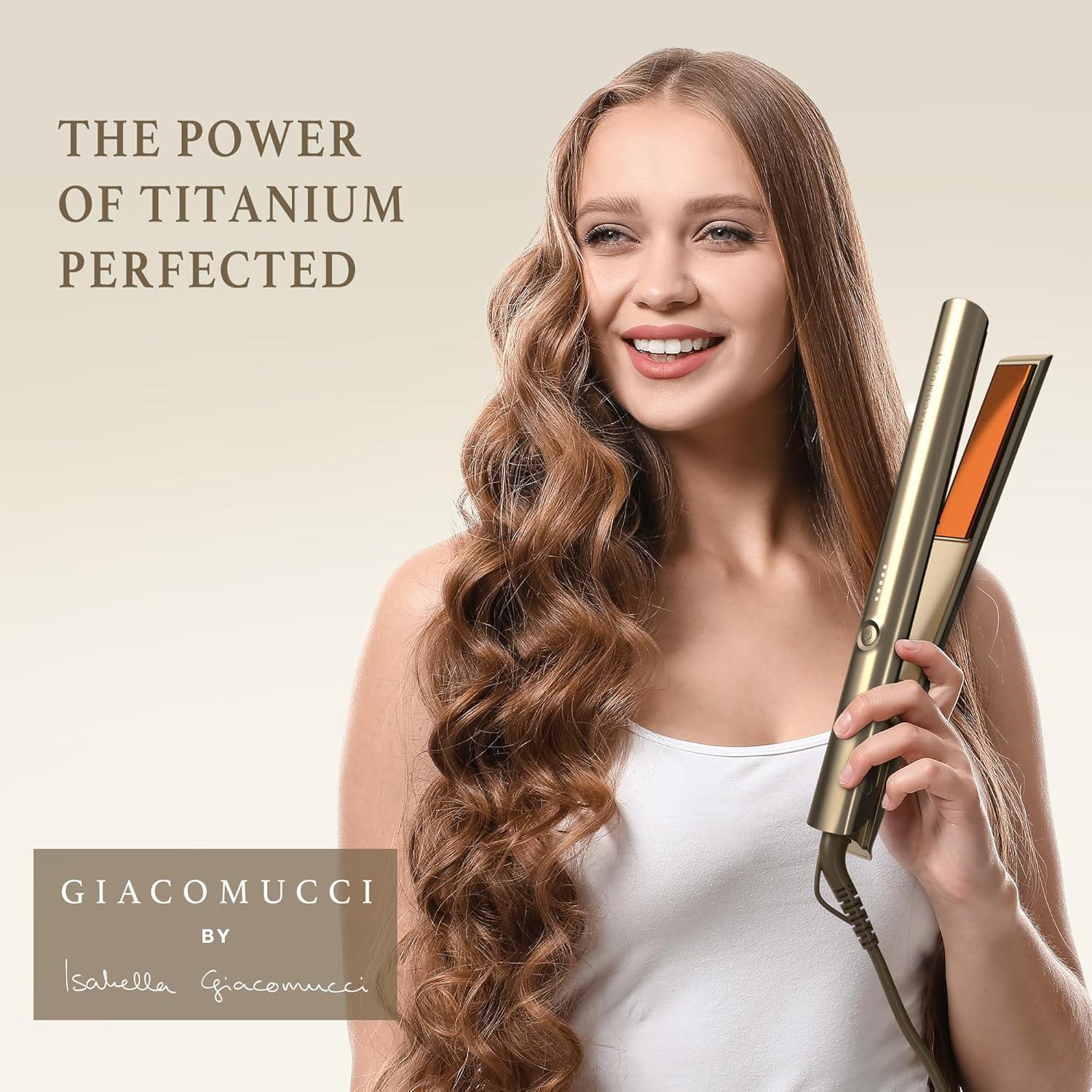 Plancha y Rizador de Cabello Giacomucci Titanelli 2 en 1 Dorado