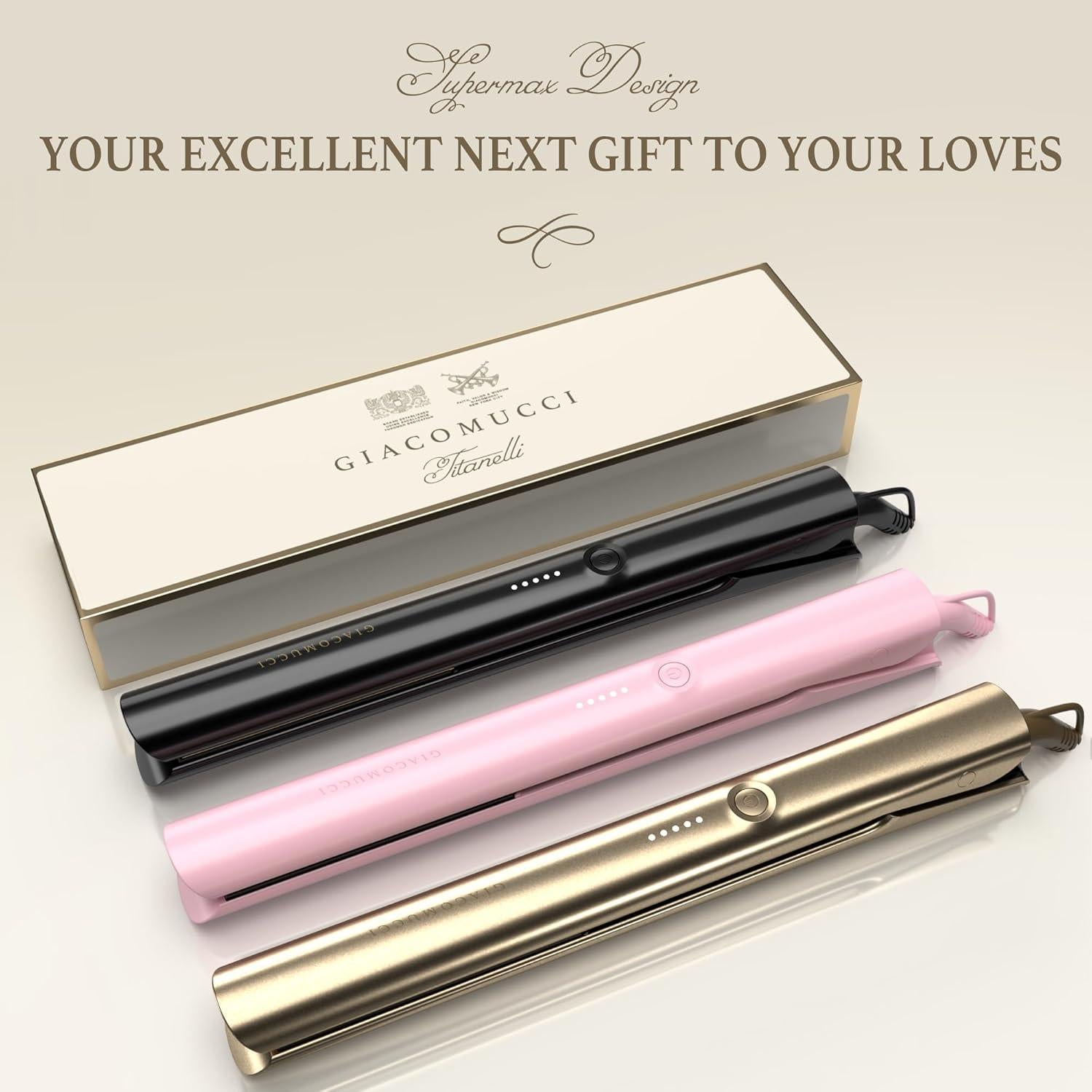 Plancha y Rizador de Cabello Giacomucci Titanelli 2 en 1 Dorado