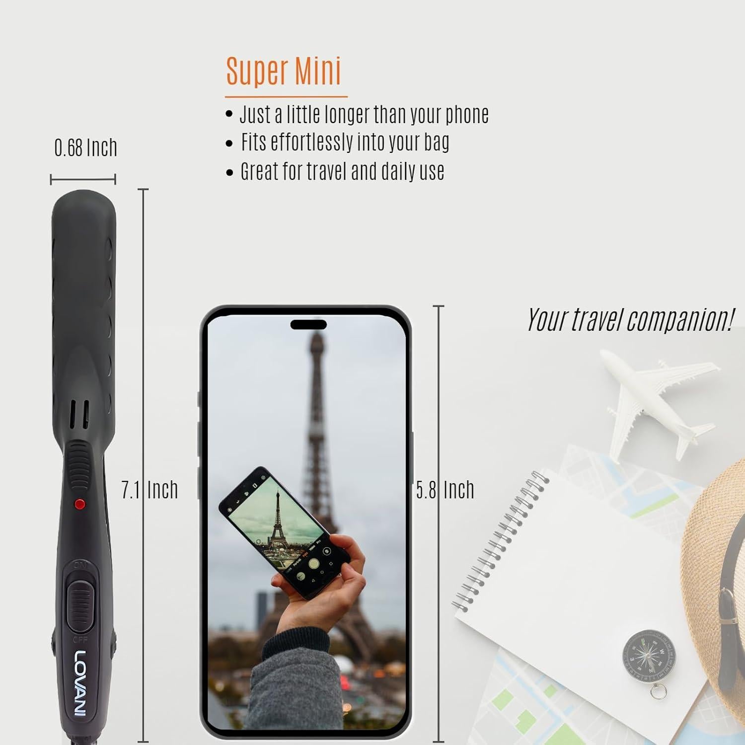 Plancha de Pelo de Viaje LOVANI 0.5" Cerámica Turmalina