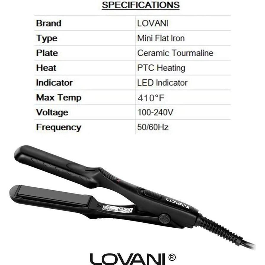 Plancha de Pelo de Viaje LOVANI 0.5" Cerámica Turmalina