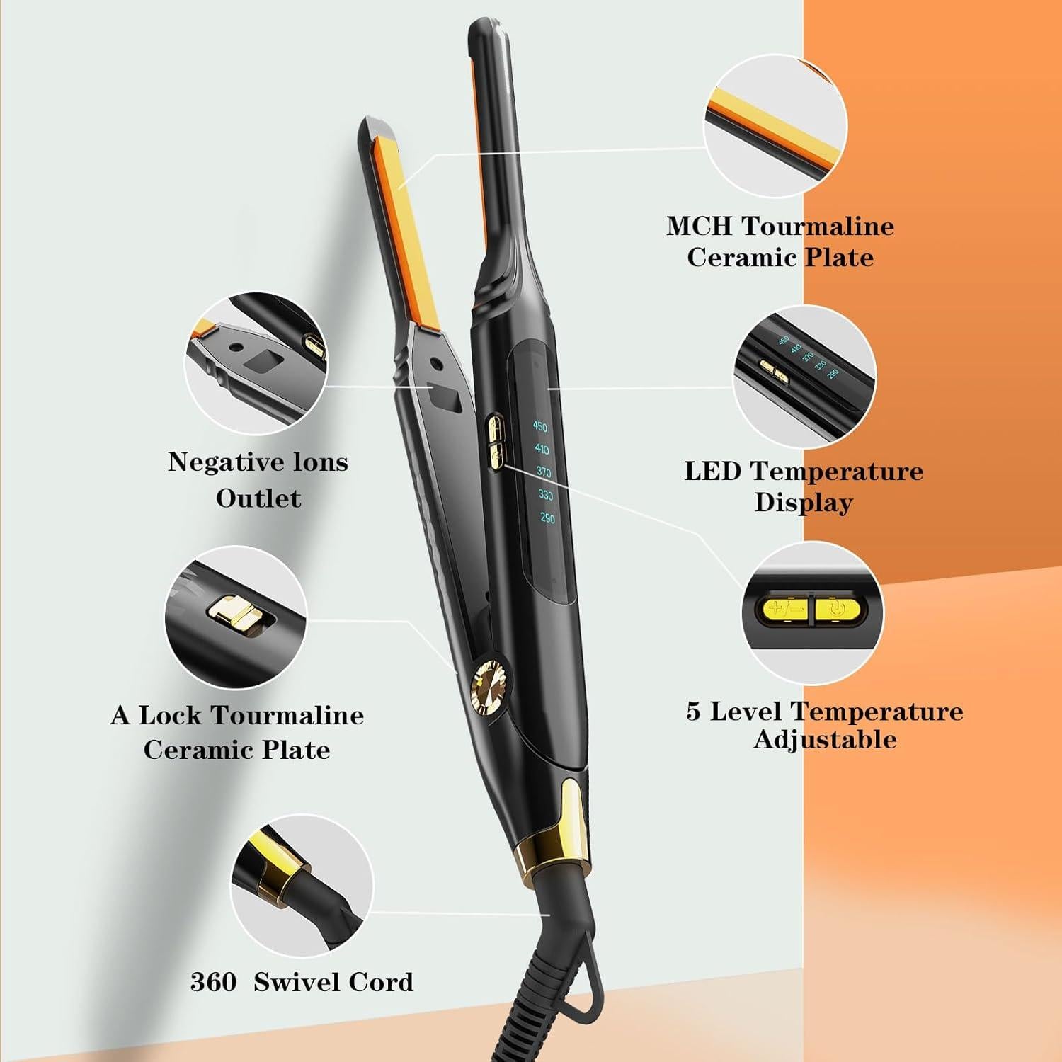 Plancha de Cabello Ficzcfy 0.76 cm Mini para Cabello Corto