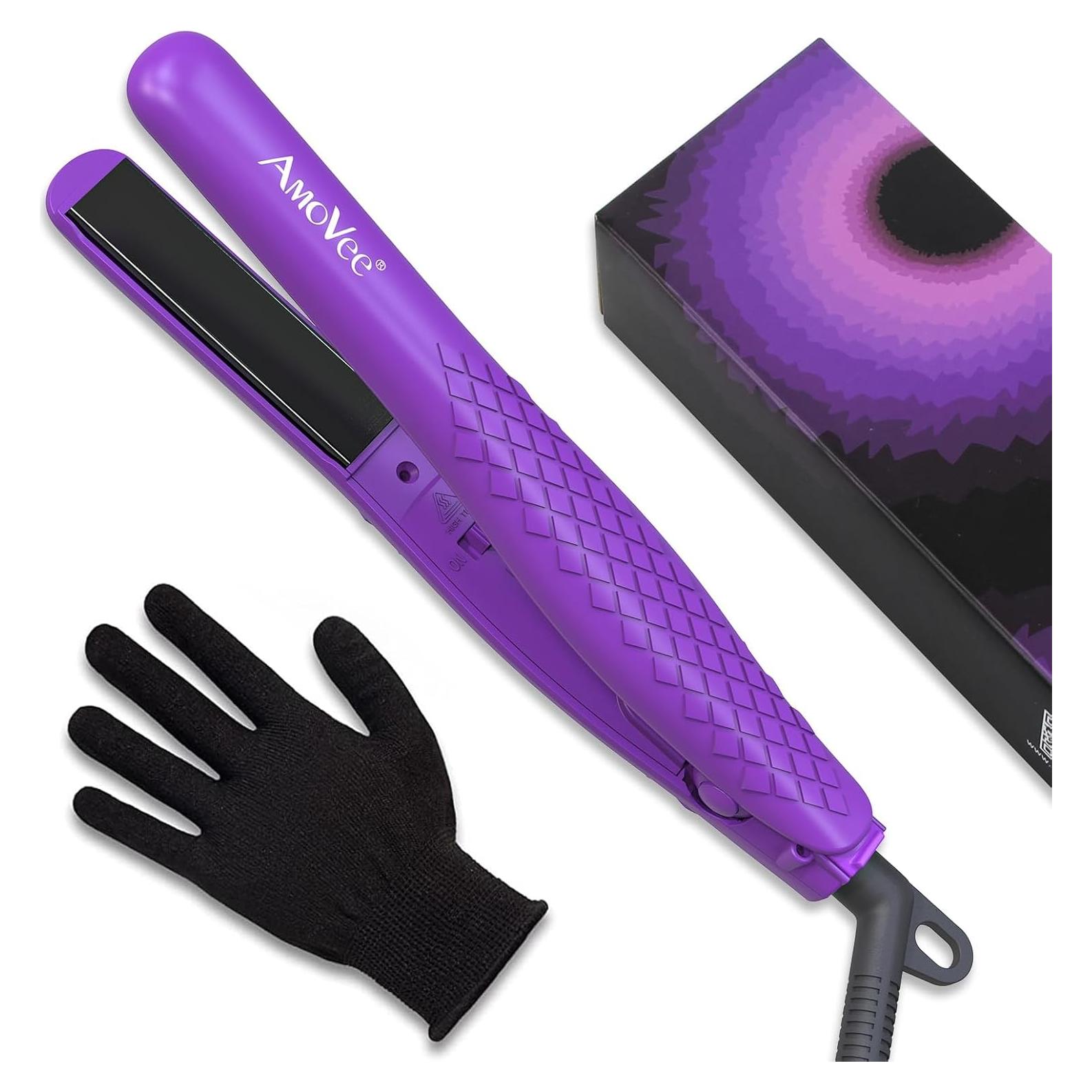 Mini Plancha de Cabello AmoVee 0.7" Púrpura Doble Voltaje