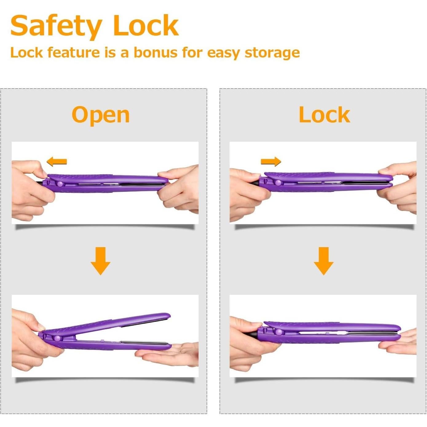 Mini Plancha de Cabello AmoVee 0.7" Púrpura Doble Voltaje