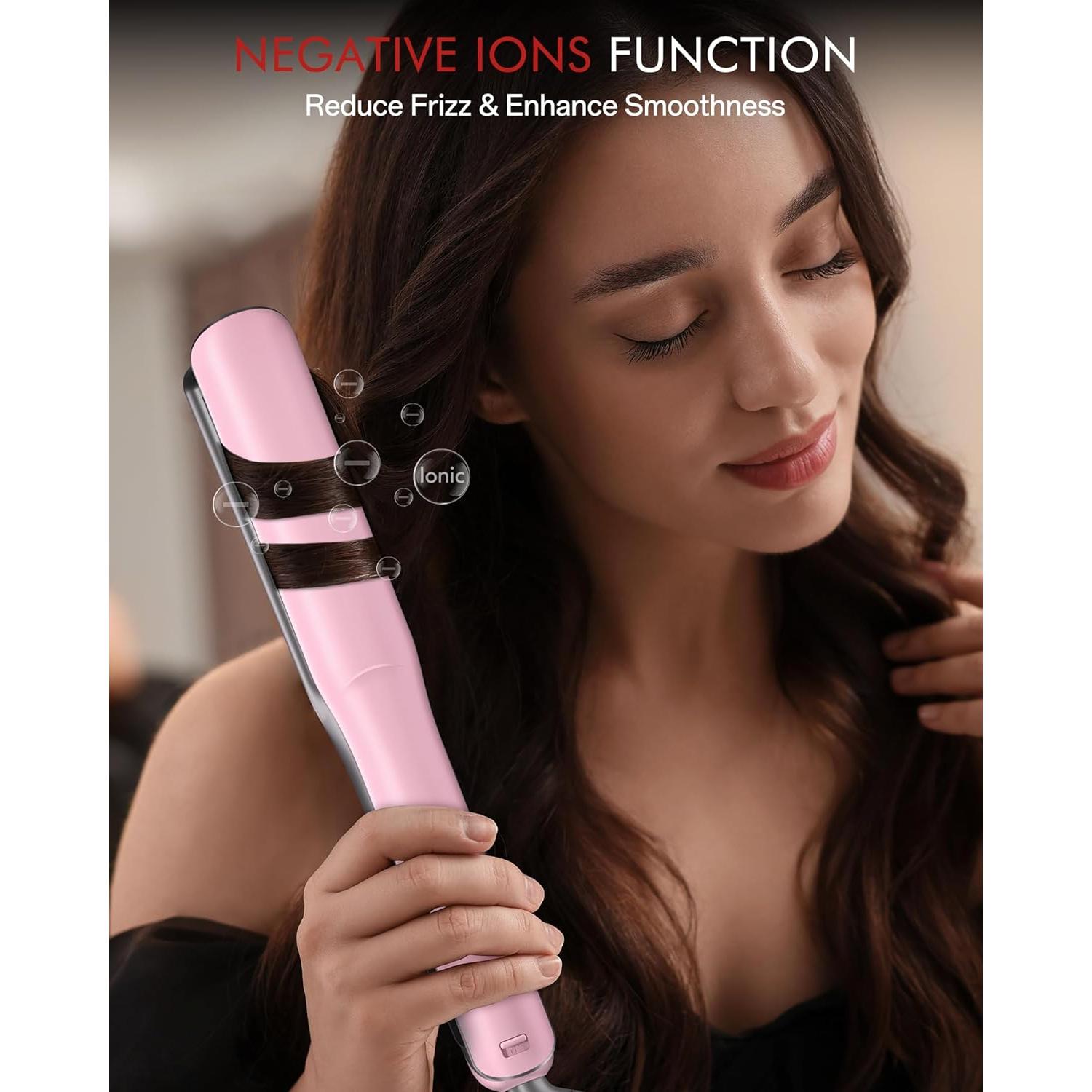 Plancha y Rizador de Pelo Betahouse 2 en 1 1" Iónico Rosa
