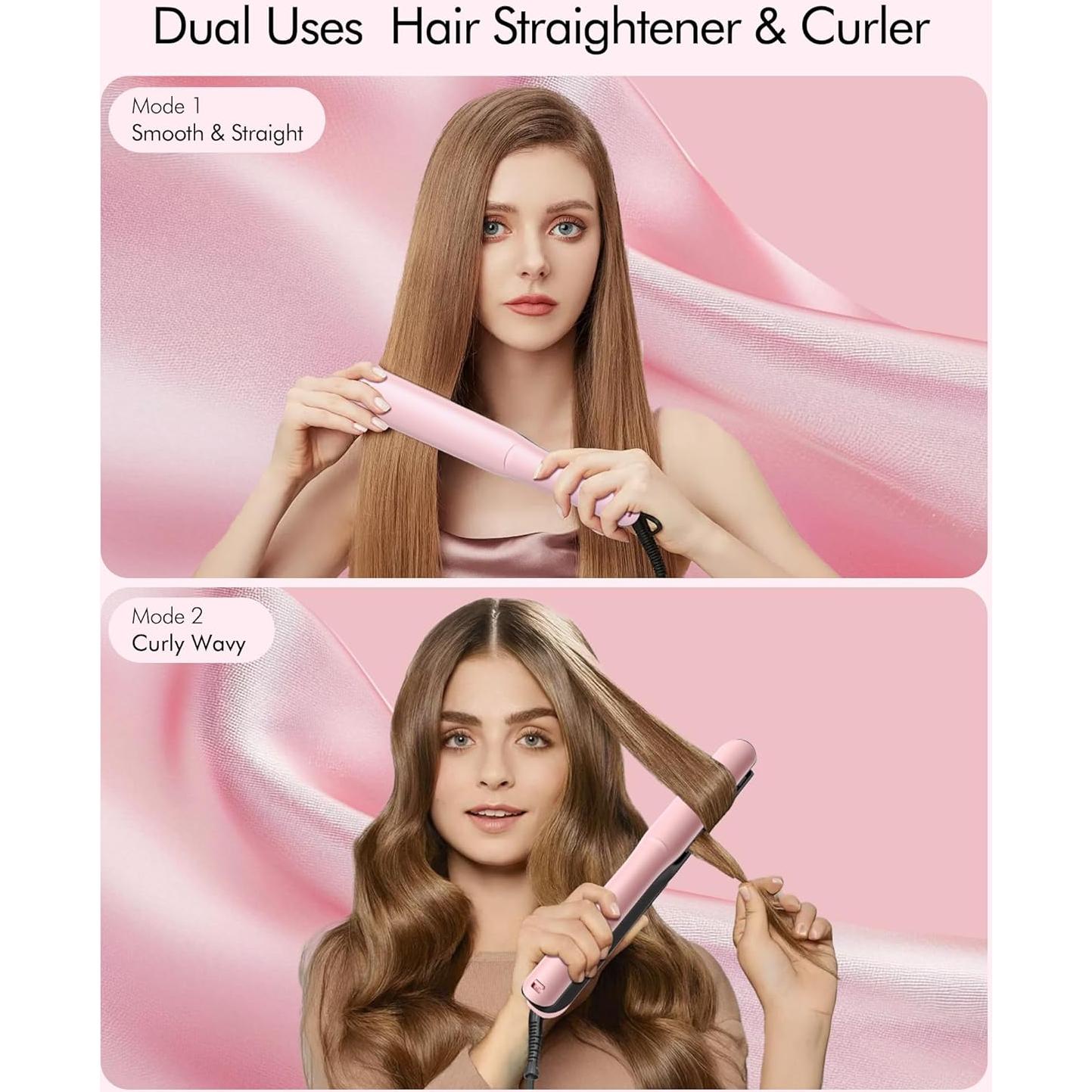 Plancha y Rizador de Pelo Betahouse 2 en 1 1" Iónico Rosa