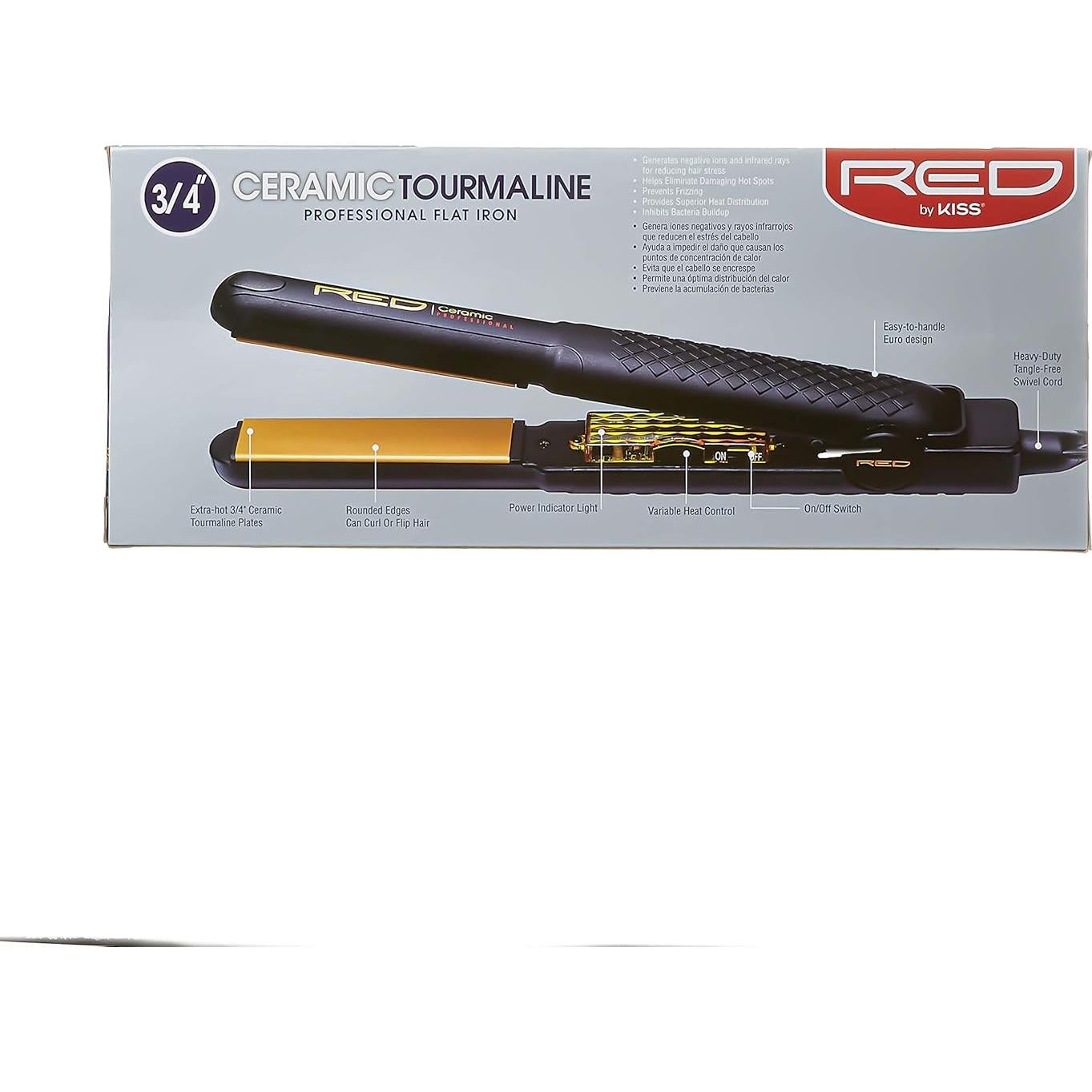 Plancha Profesional KISS de Cerámica Turmalina Roja 1.9 cm