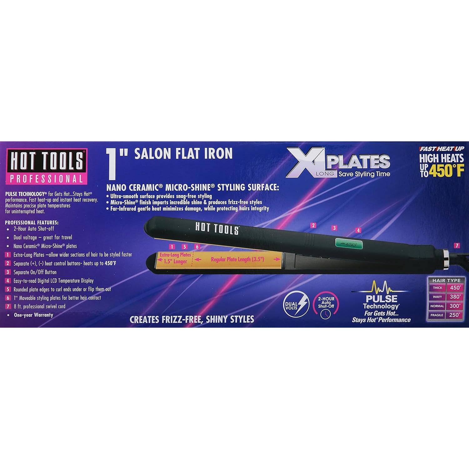 Plancha de Pelo HOT TOOLS 1" Nano Cerámica Extra Larga