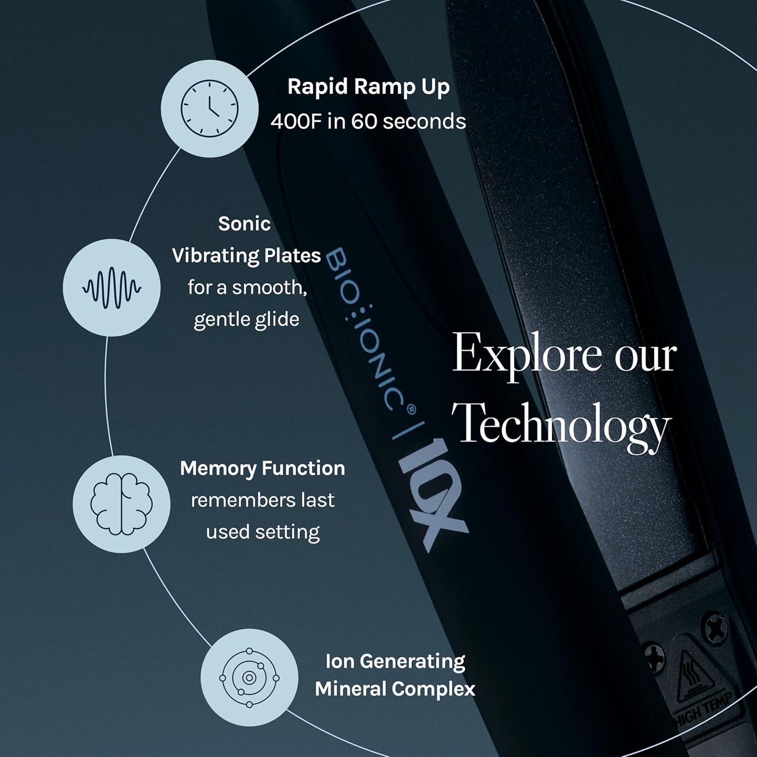 Plancha de Pelo Bio Ionic 10X 1" con Placas Vibrantes