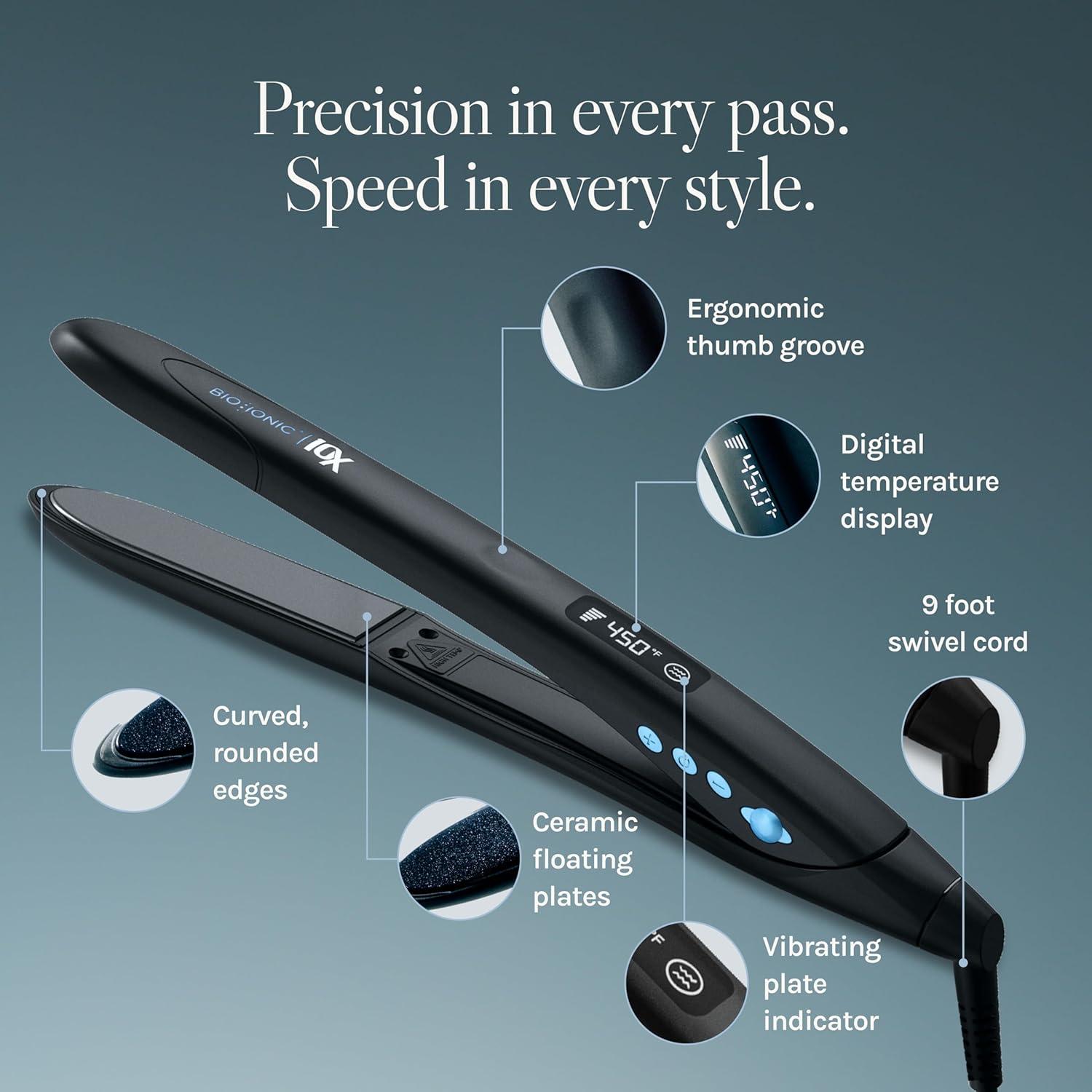 Plancha de Pelo Bio Ionic 10X 1" con Placas Vibrantes