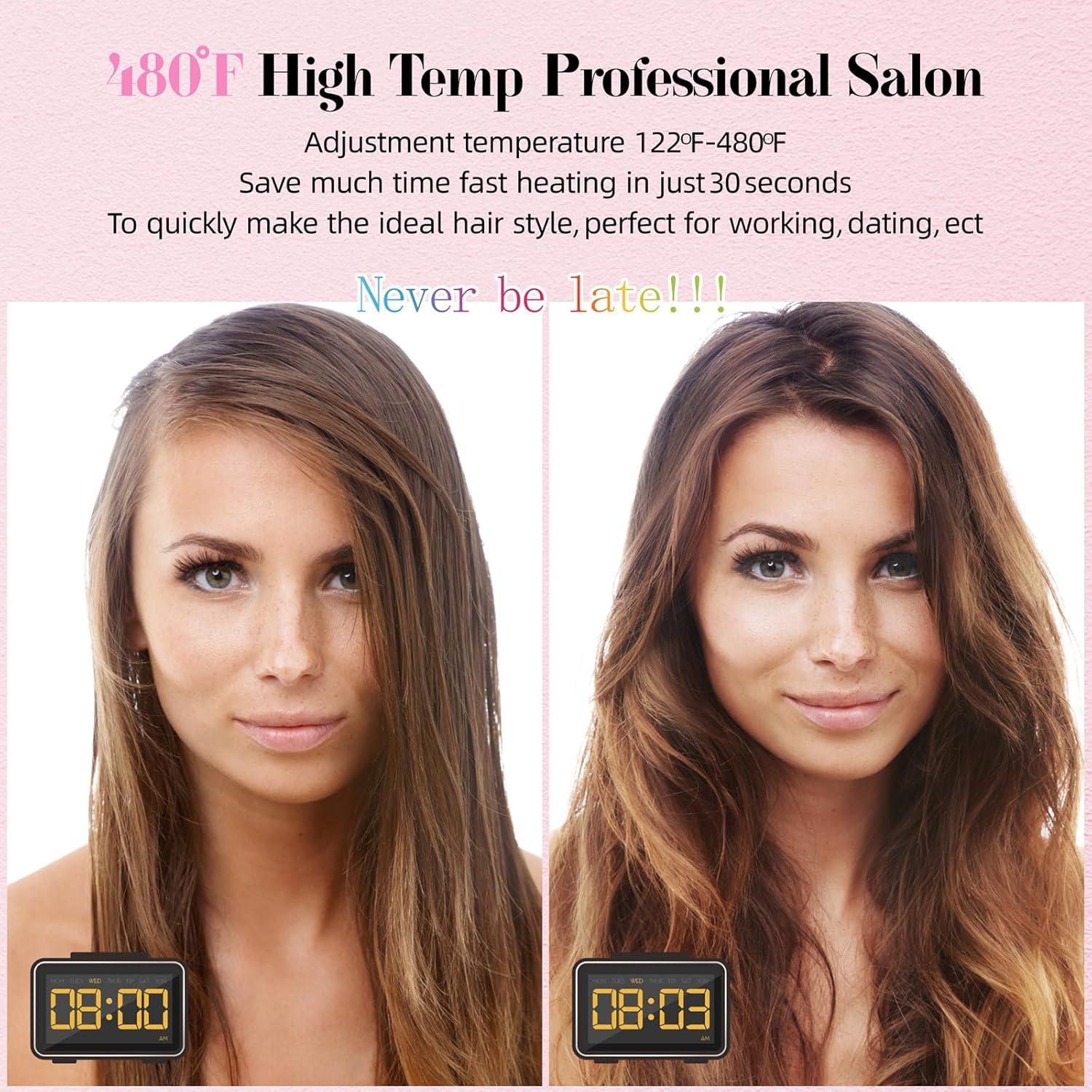 Plancha y Rizador DORISILK 2 en 1 Rosa con Rhinestones