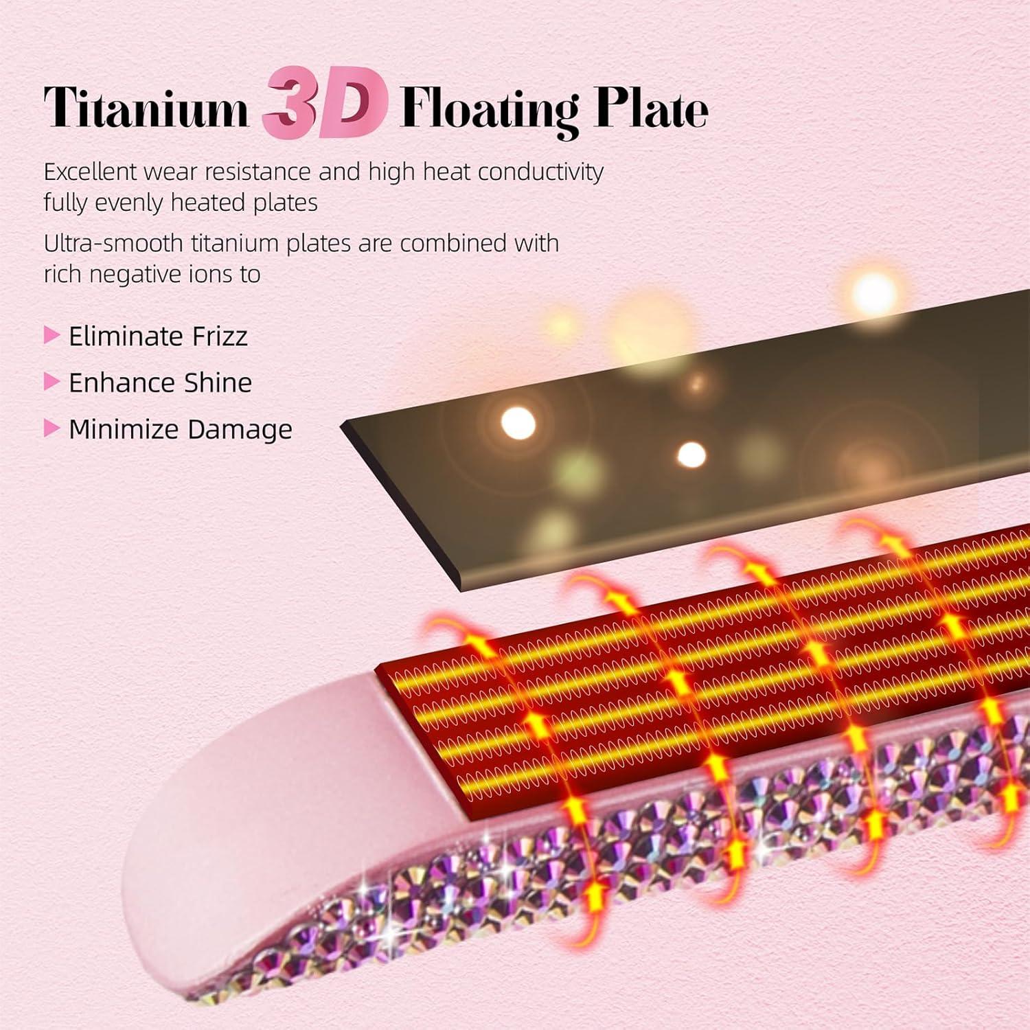 Plancha y Rizador DORISILK 2 en 1 Rosa con Rhinestones