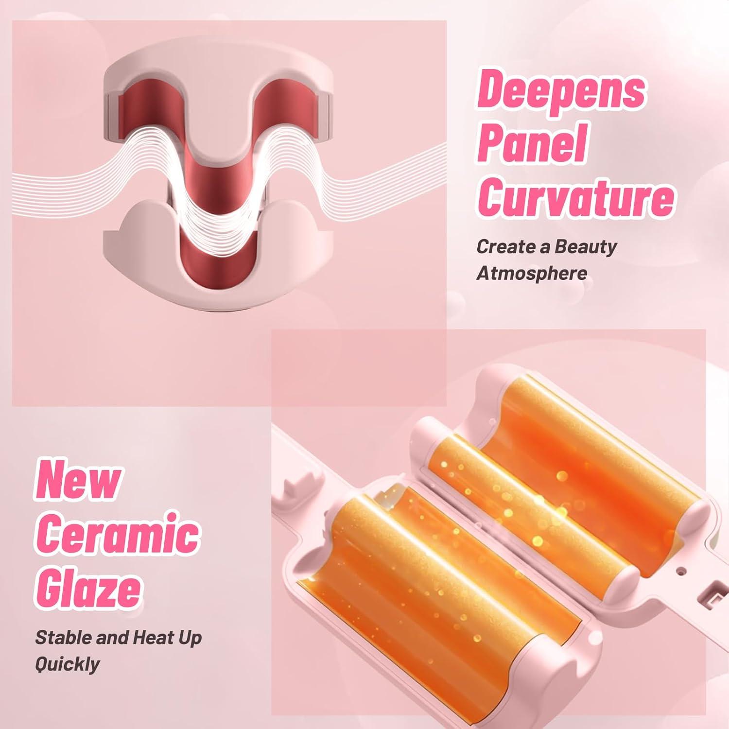 Plancha de Rizado de Cabello ZWIKAGEF 3 Barriles Cerámica Rosa