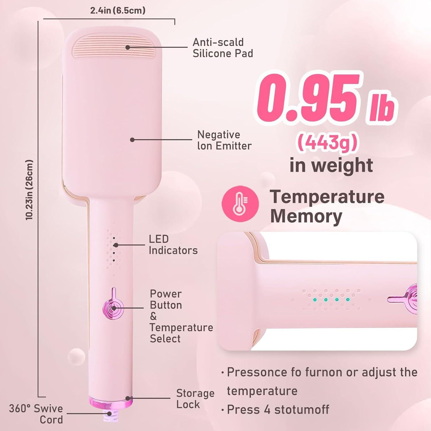 Plancha de Rizado de Cabello ZWIKAGEF 3 Barriles Cerámica Rosa