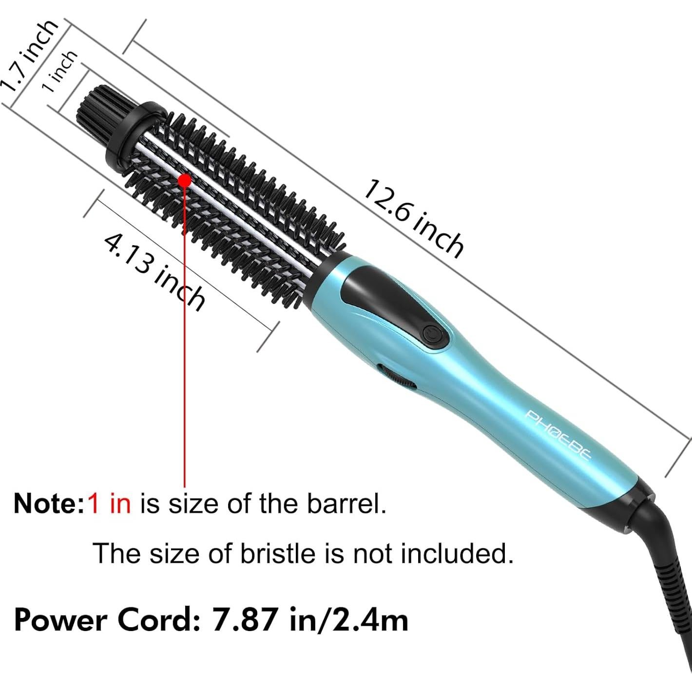 Cepillo de Rizado PHOEBE Cerámico Tourmalina 2.54 cm Doble Voltaje