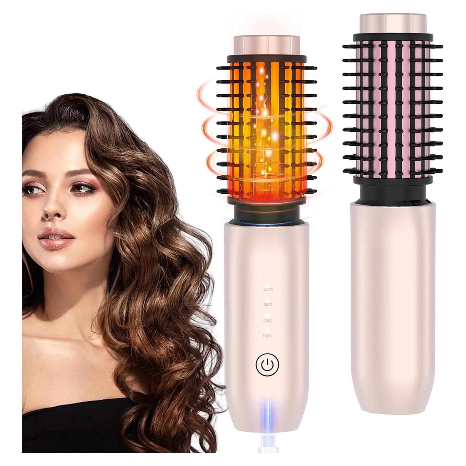 Cepillo Rizador Inalámbrico JAMIEWIN GT-2305A 3 en 1 Rosa