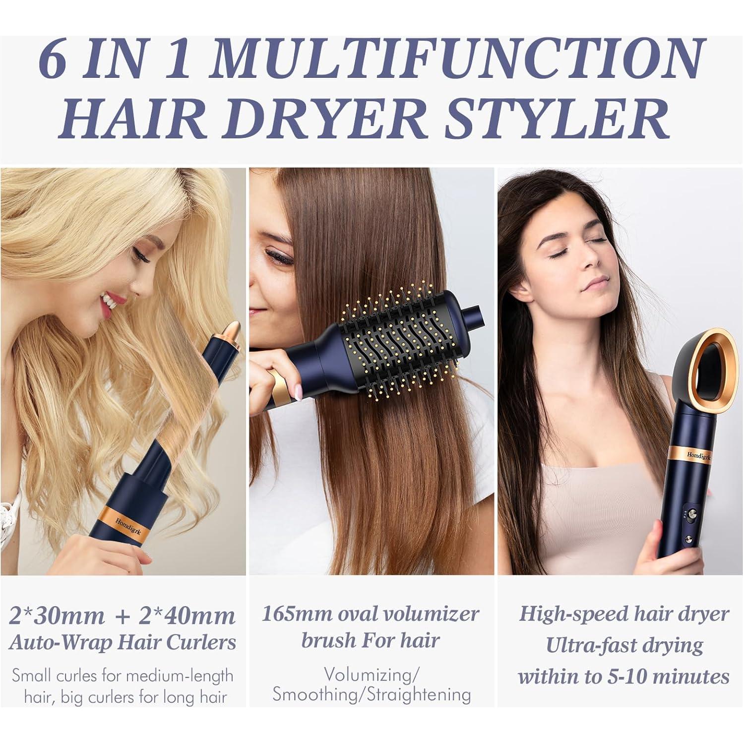 Set 6-en-1 Estilizador de Pelo Homdigrk - Secador y Rizador