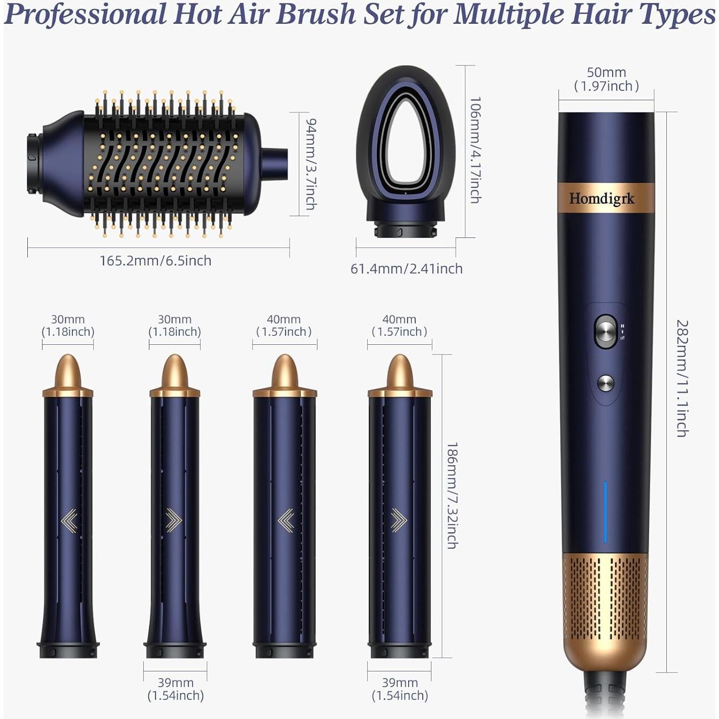 Set 6-en-1 Estilizador de Pelo Homdigrk - Secador y Rizador